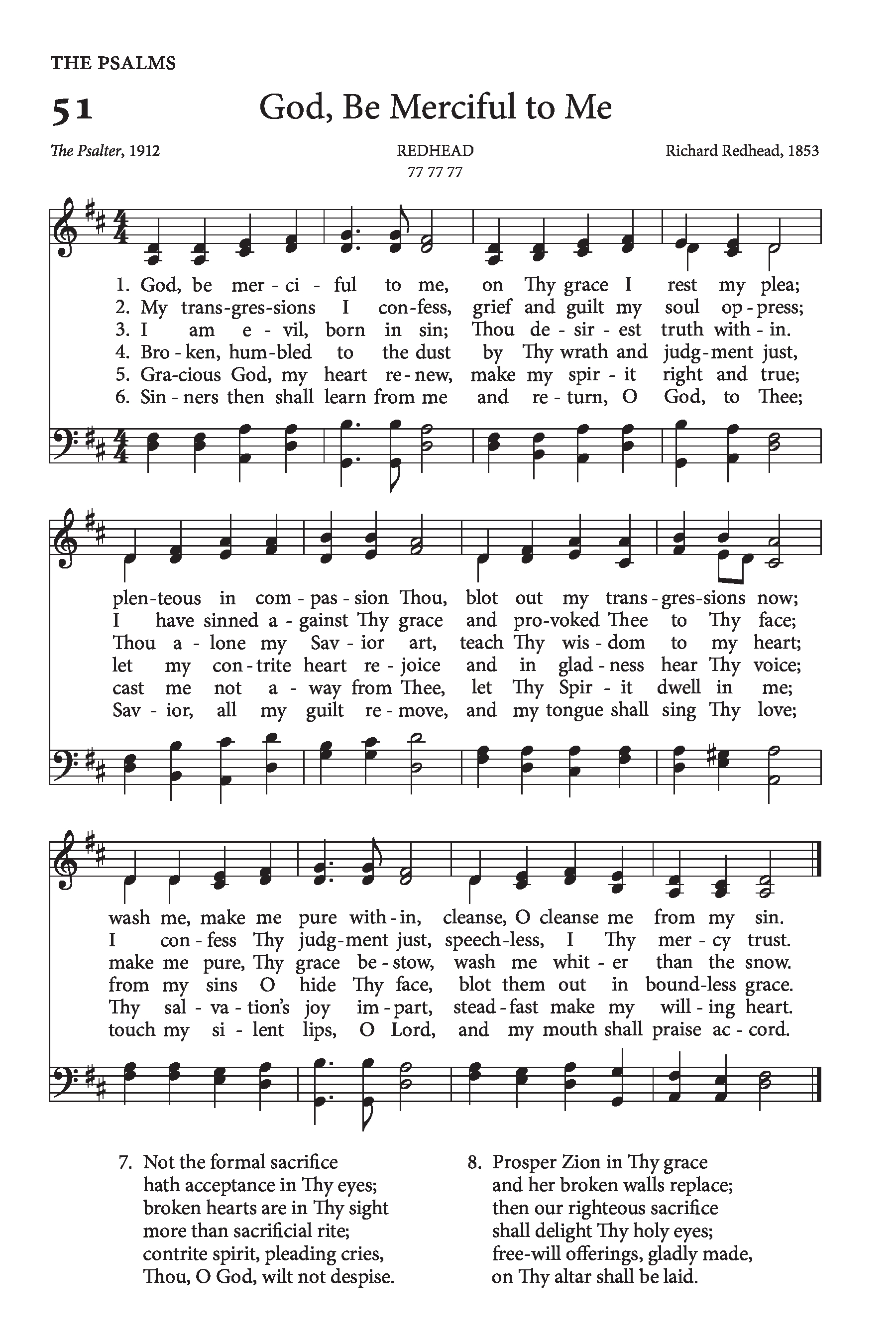 Hymn Sheet for God Be Merciful to Me