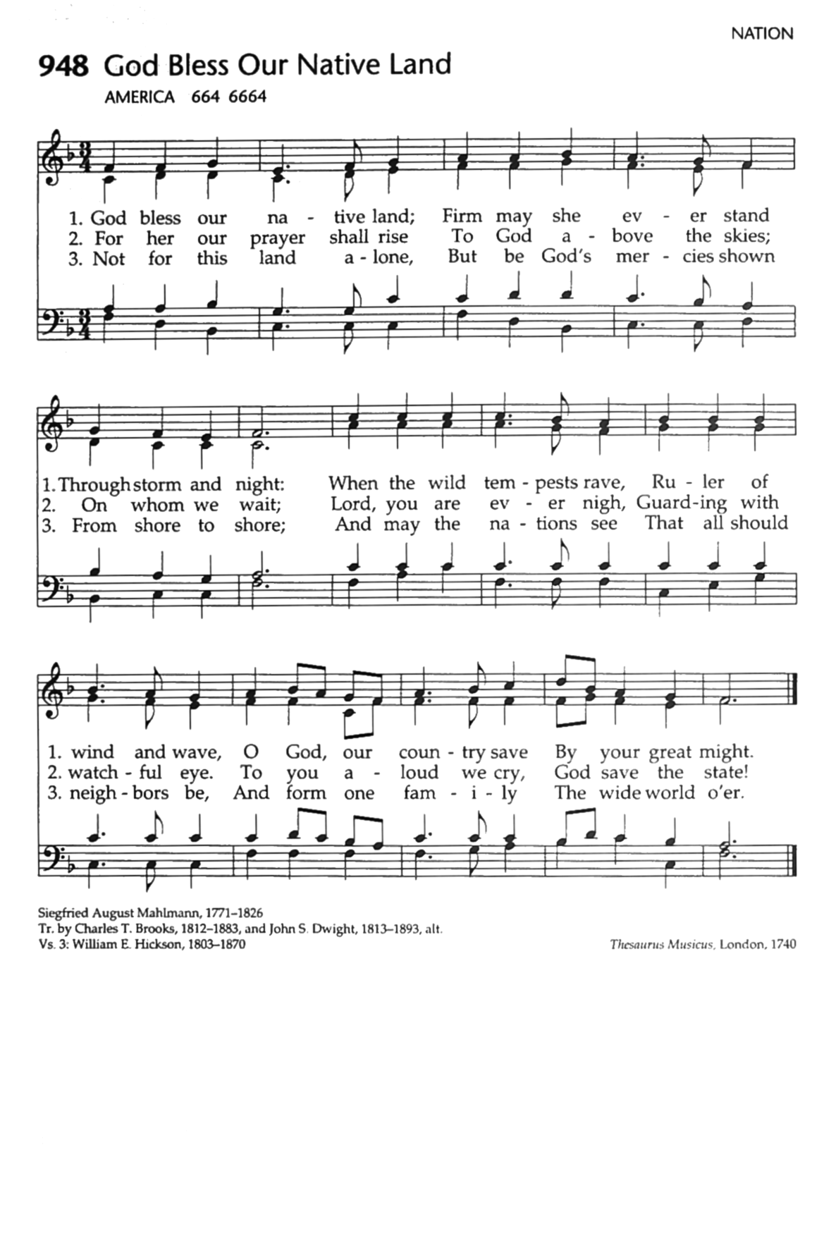 Hymn Sheet for God Bless Our Native Land