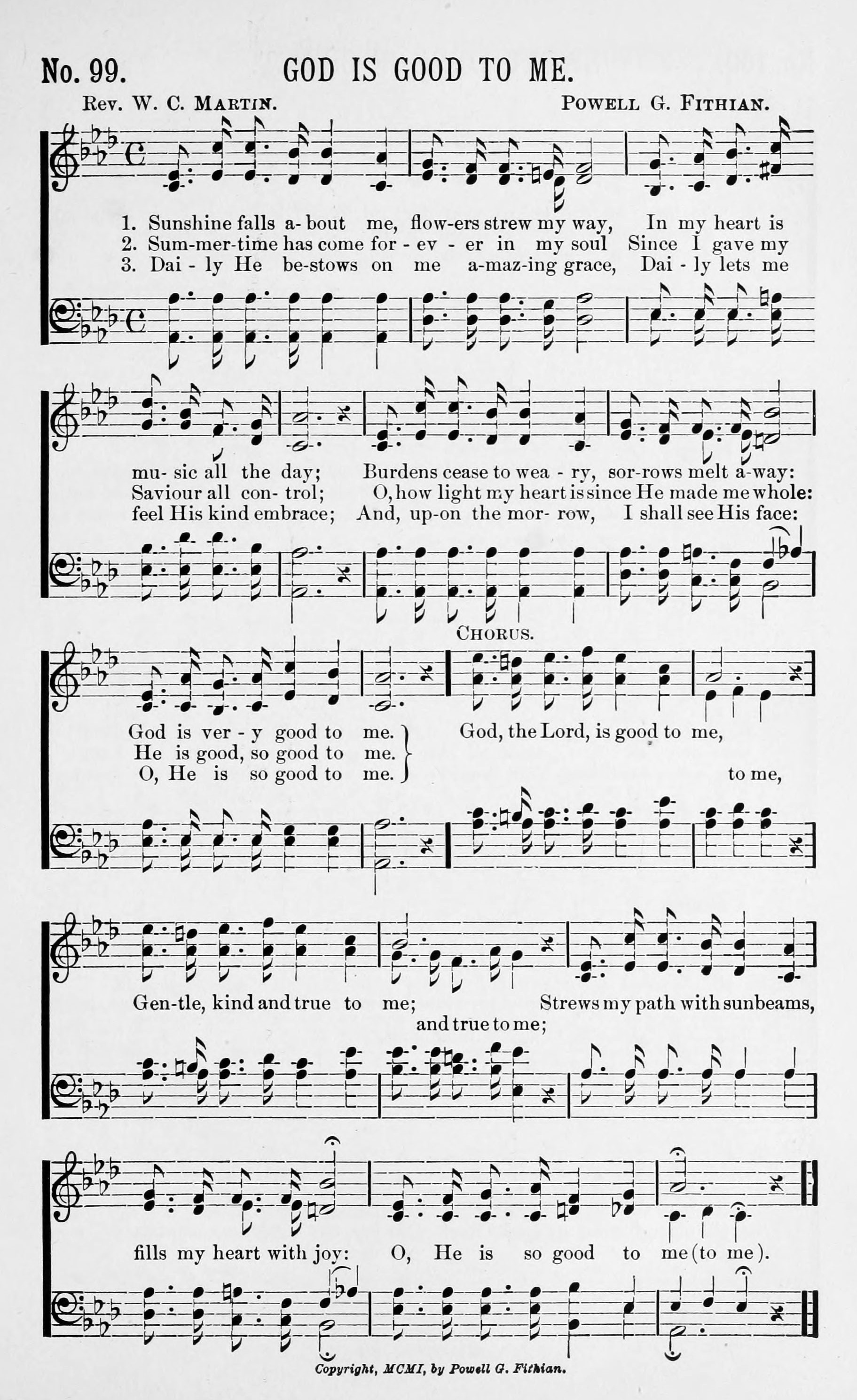 Hymn Sheet for God Is Good to Me