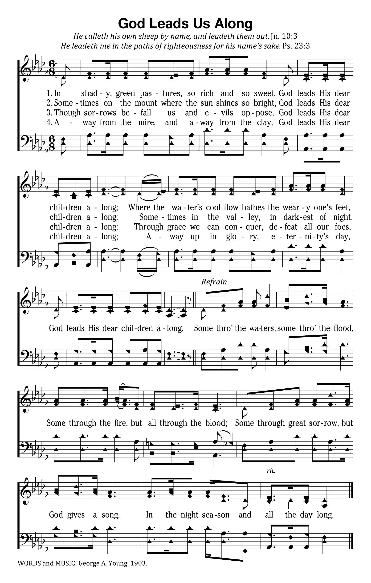 Hymn Sheet for God Leads Us Along