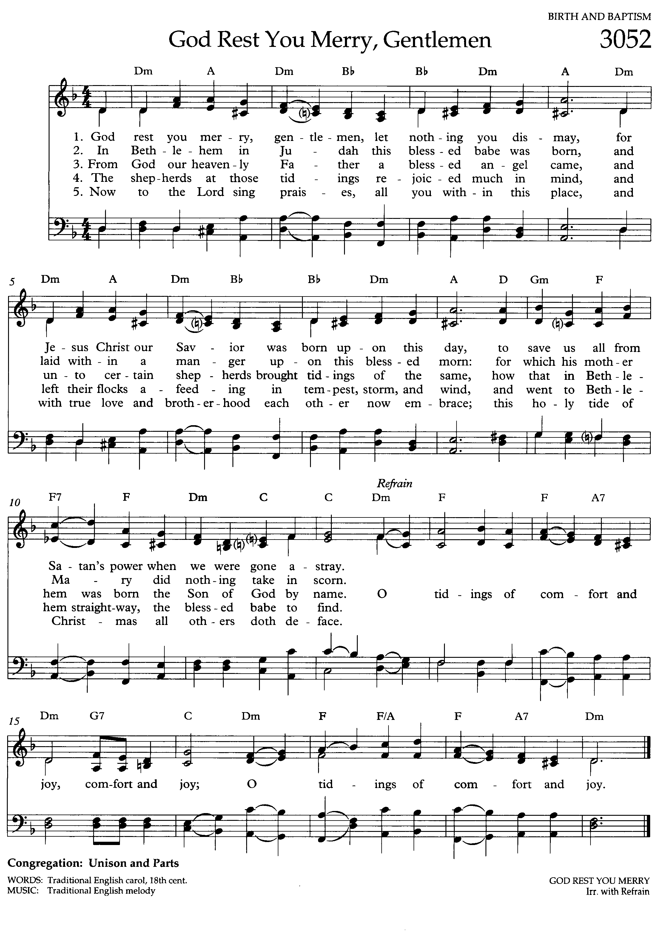 Hymn Sheet for God Rest Ye Merry, Gentlemen
