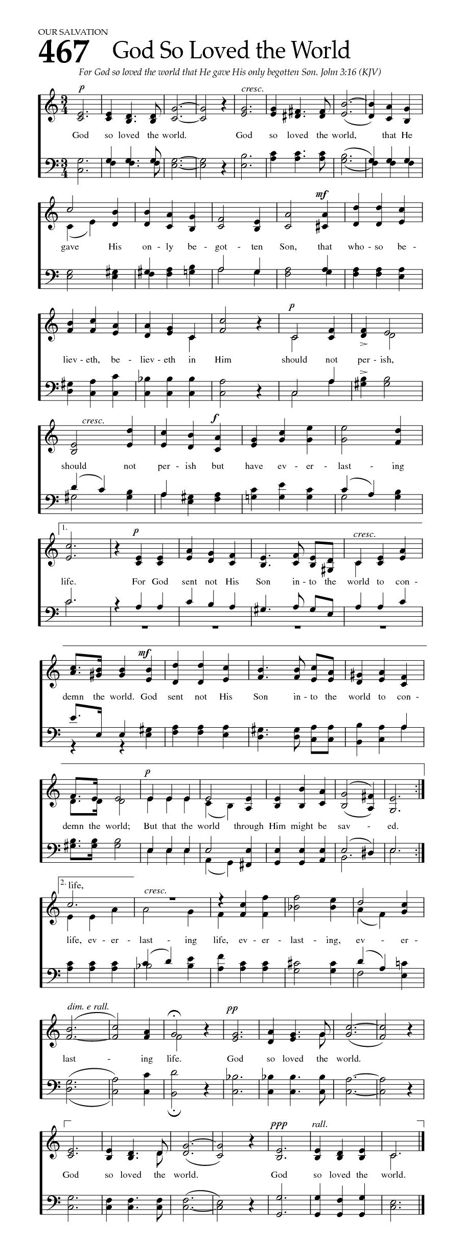 Hymn Sheet for God So Loved the World