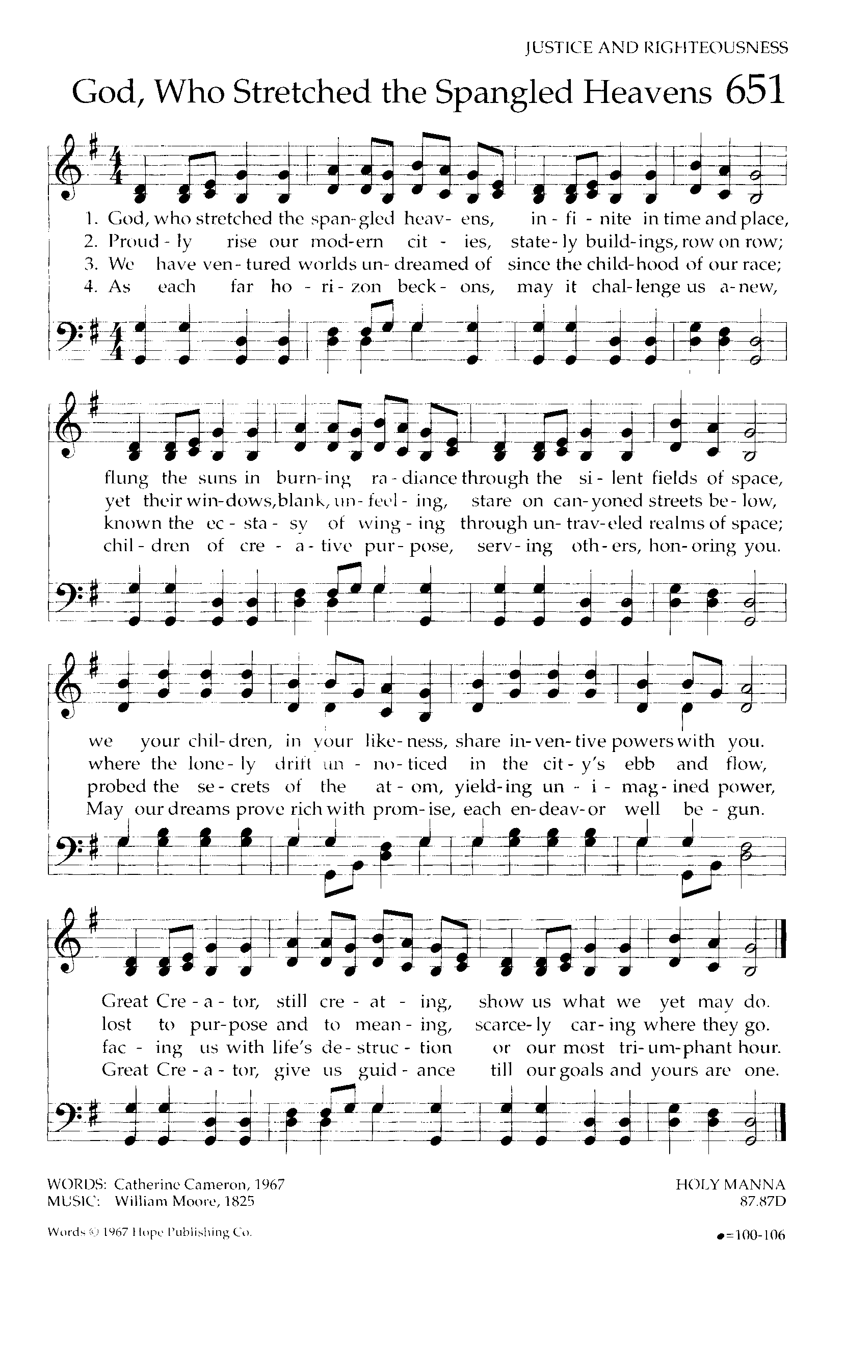 Hymn Sheet for God, Who Stretched the Spangled Heavens