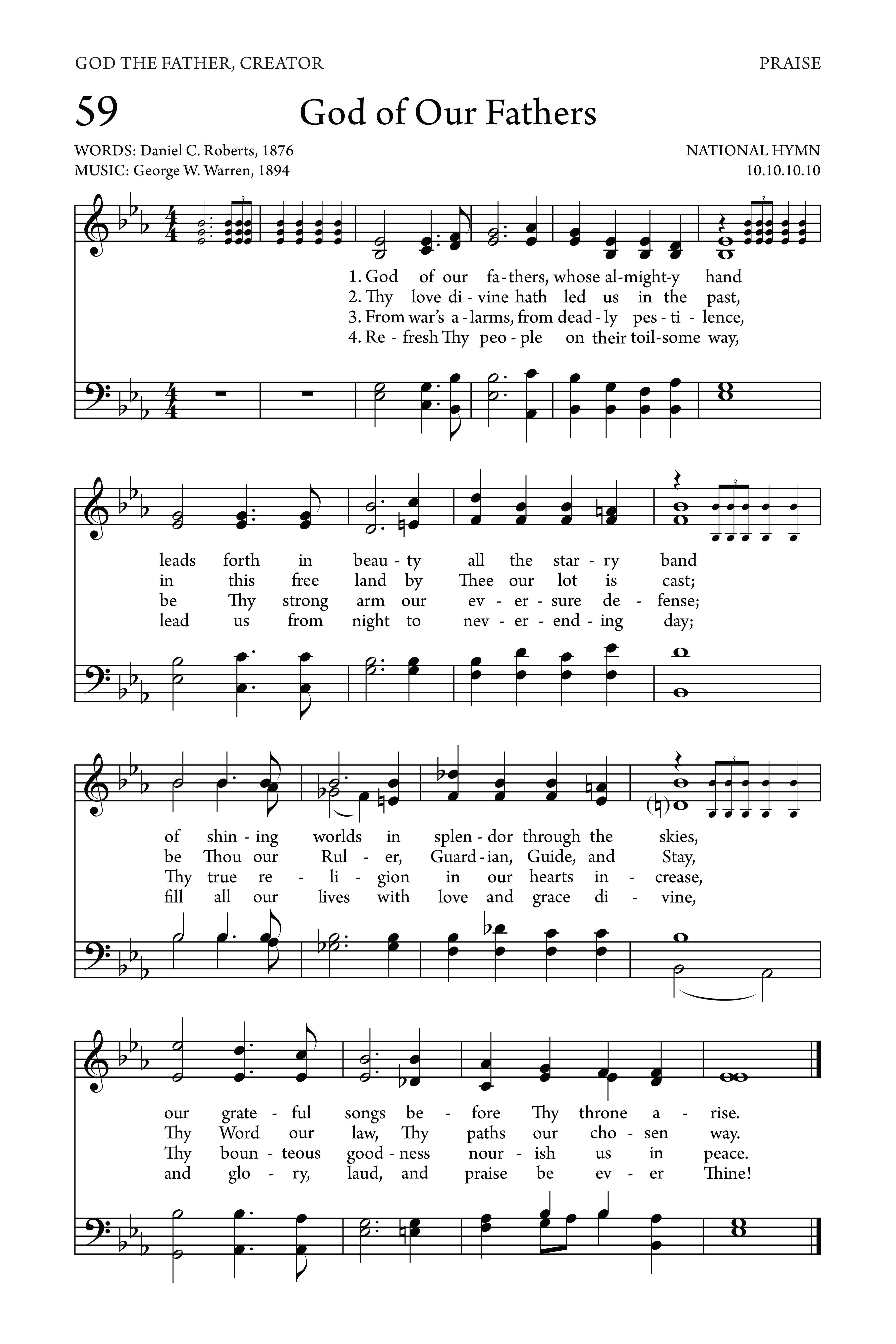 Hymn Sheet for God of Our Fathers, Whose Almighty Hand