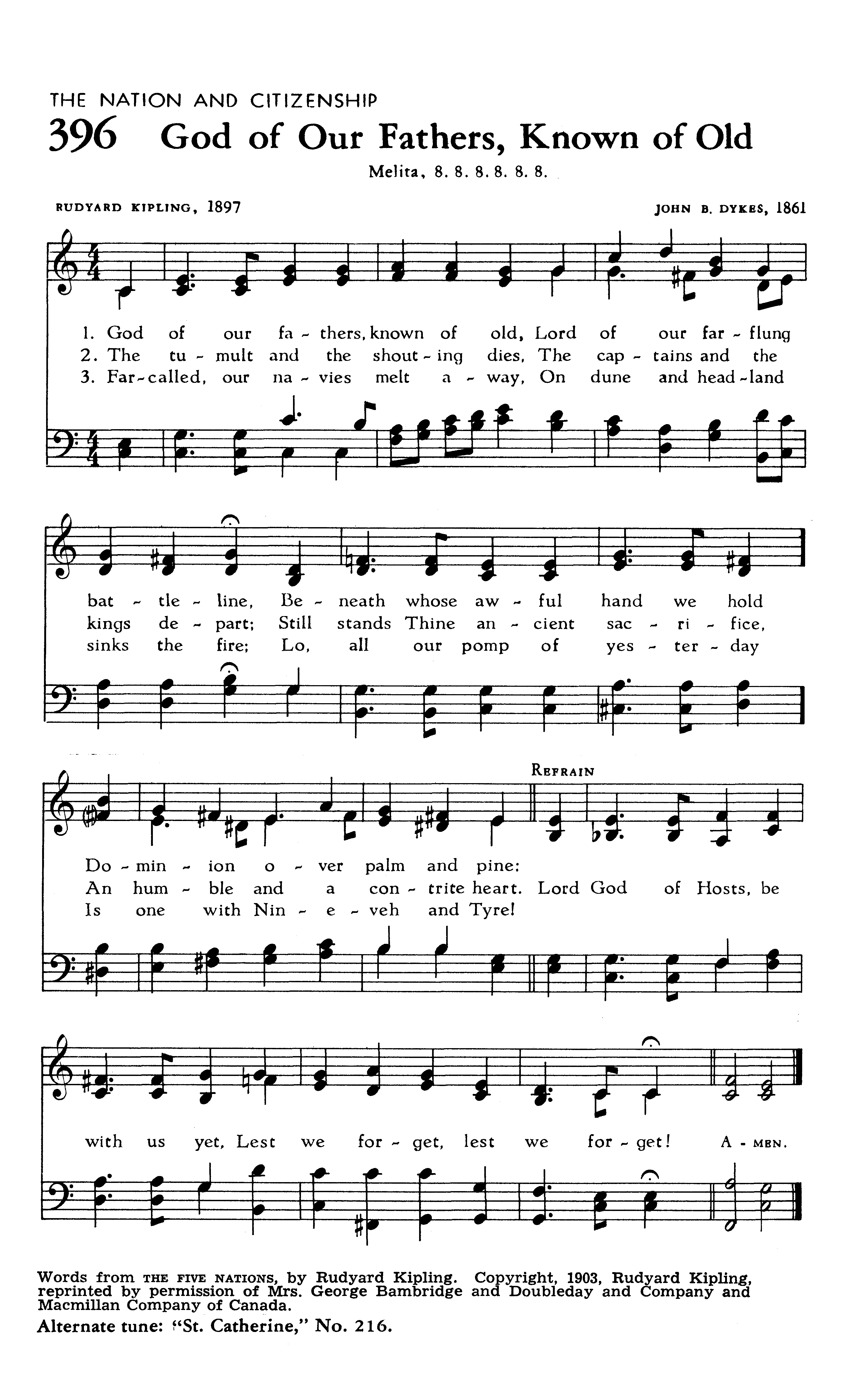 Hymn Sheet for God of Our Fathers, Known of Old