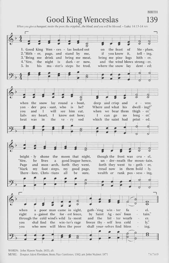 Hymn Sheet for Good King Wenceslas