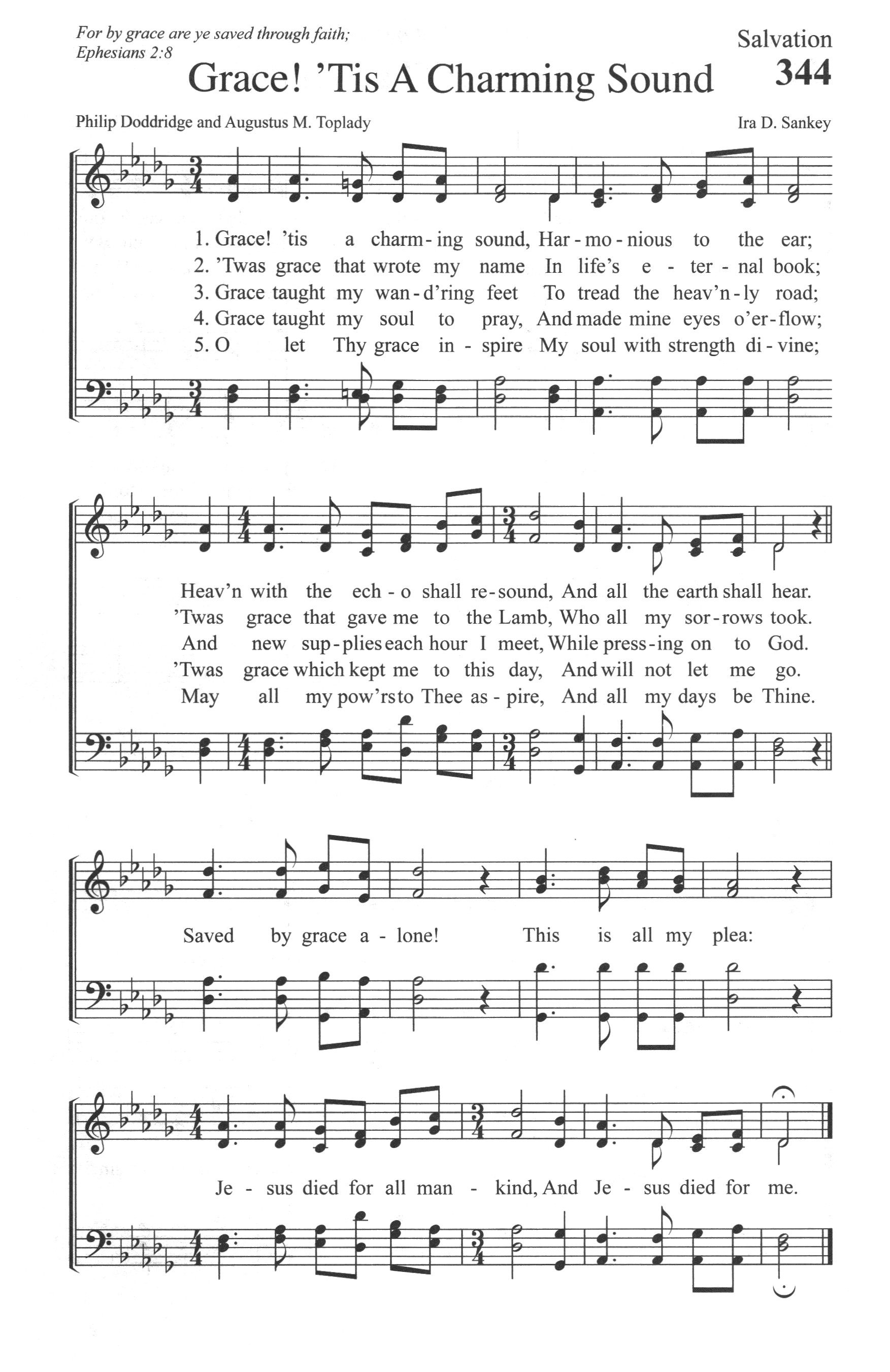 Hymn Sheet for Grace! 'tis a Charming Sound