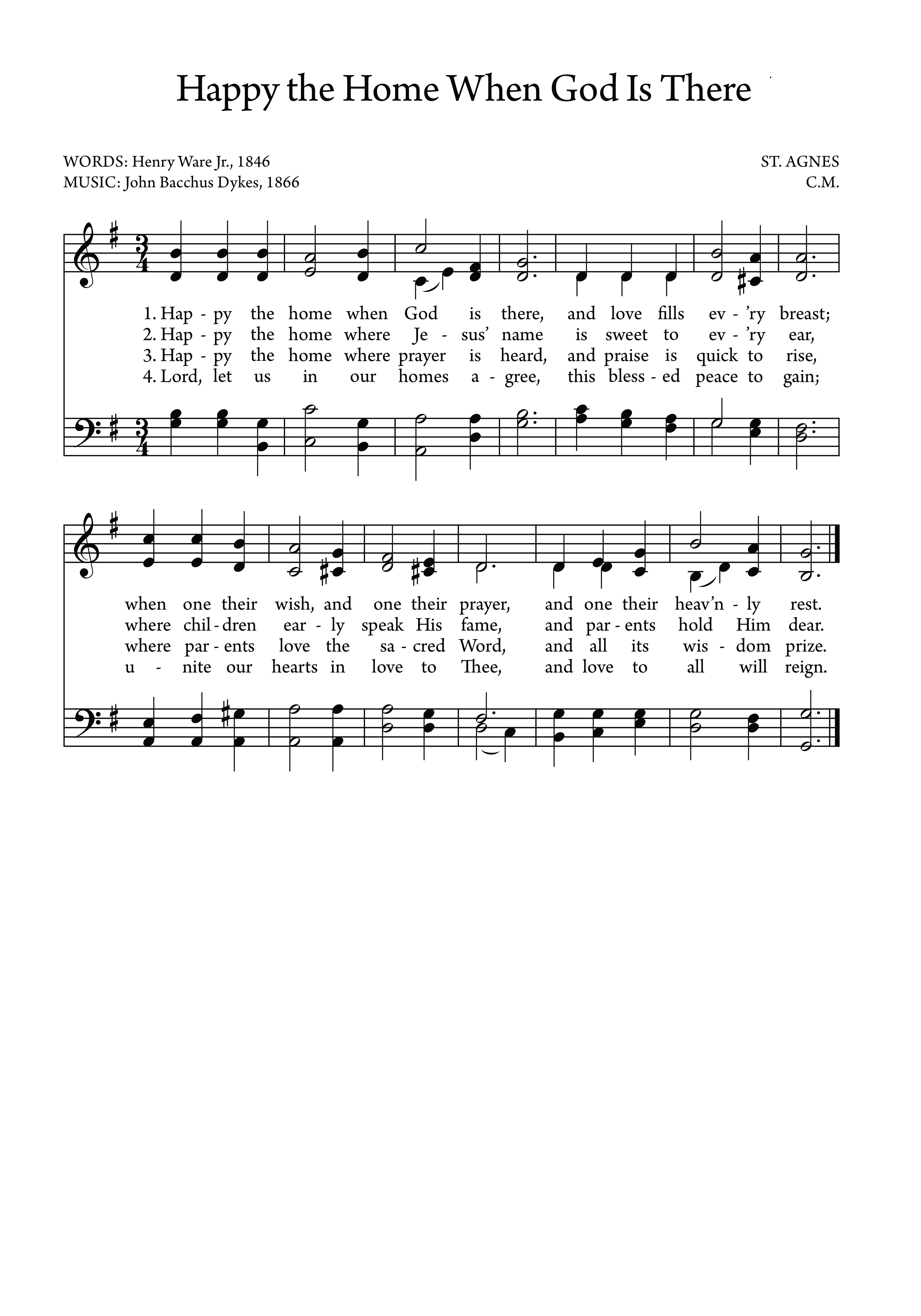 Hymn Sheet for Happy the Home When God Is There
