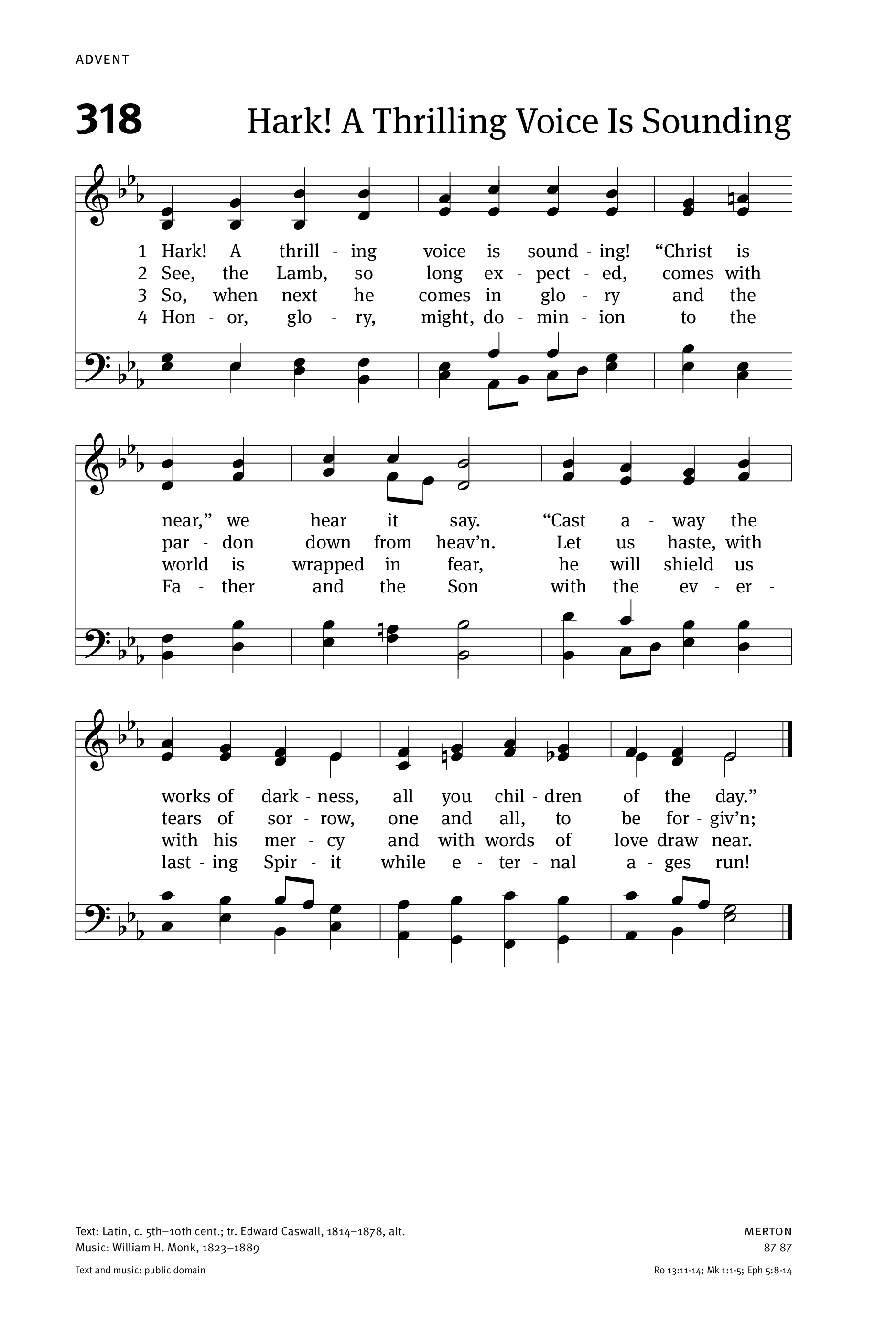 Hymn Sheet for Hark! a Thrilling Voice Is Sounding