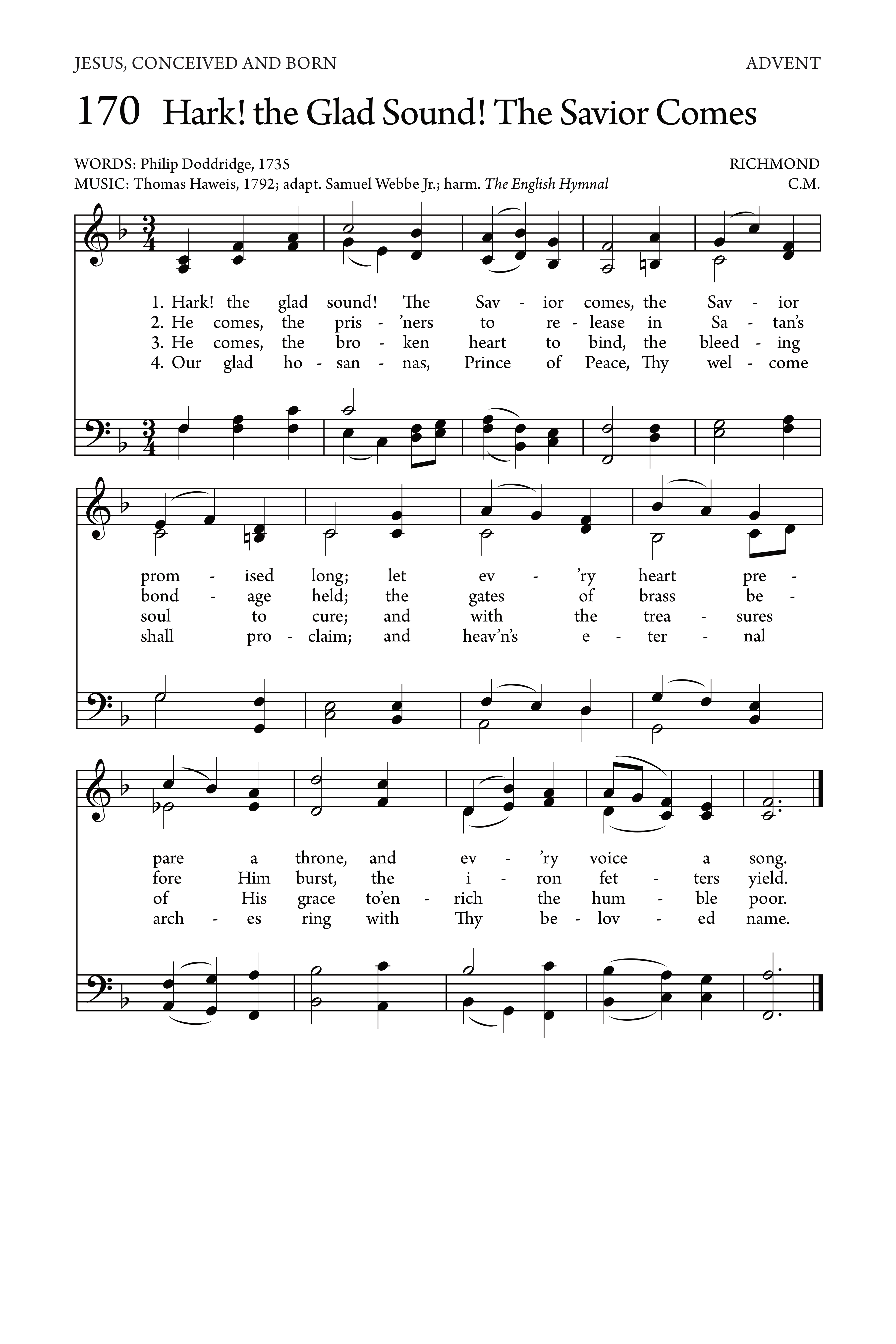 Hymn Sheet for Hark, the Glad Sound