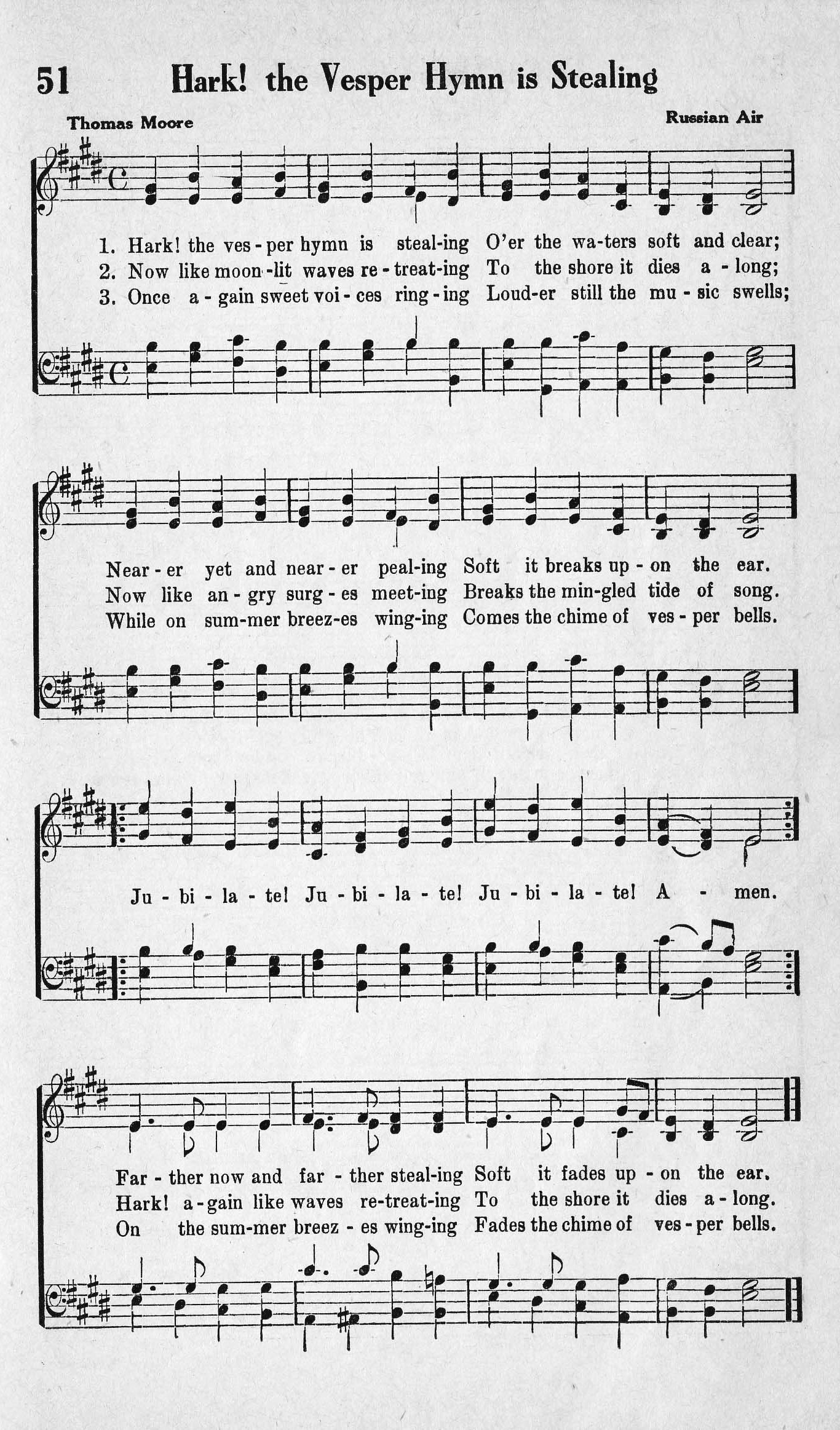 Hymn Sheet for Hark, the Vesper Hymn Is Stealing
