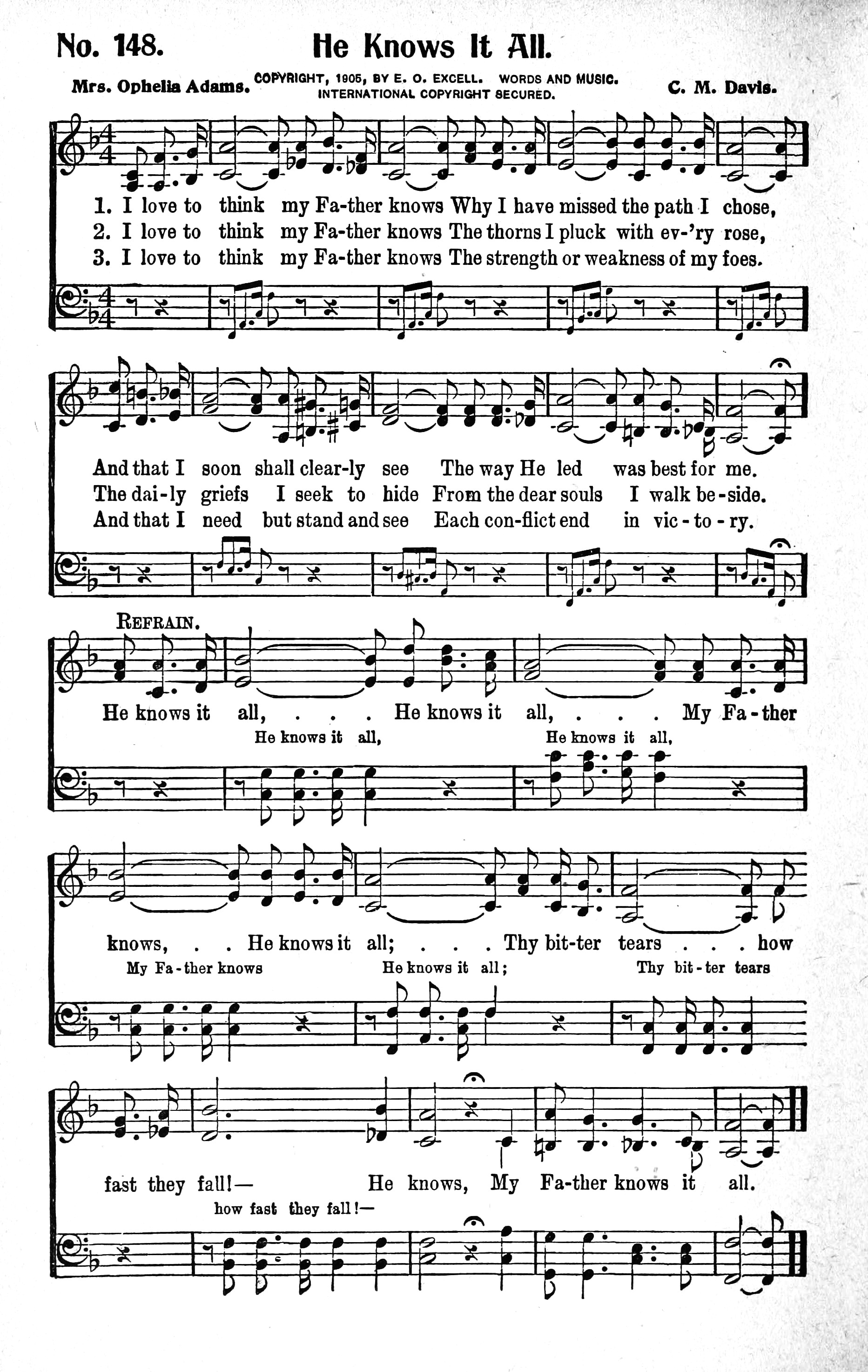 Hymn Sheet for He Knows It All