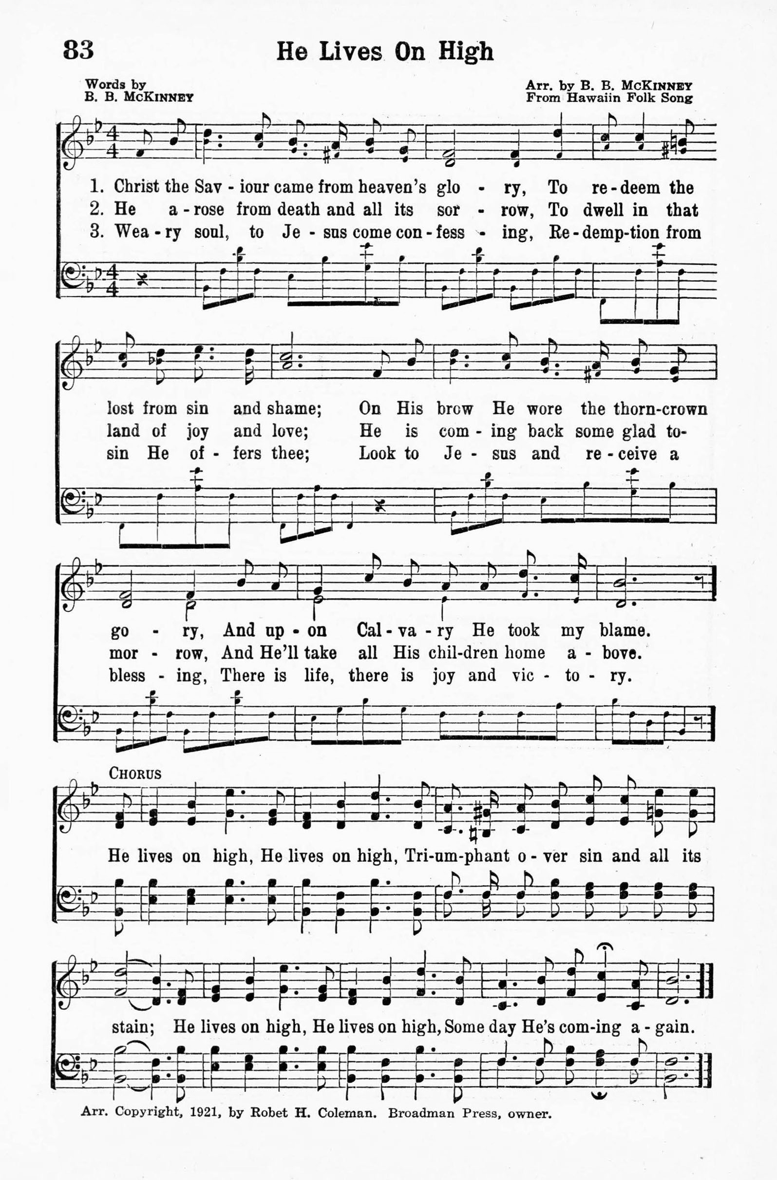 Hymn Sheet for He Lives On High