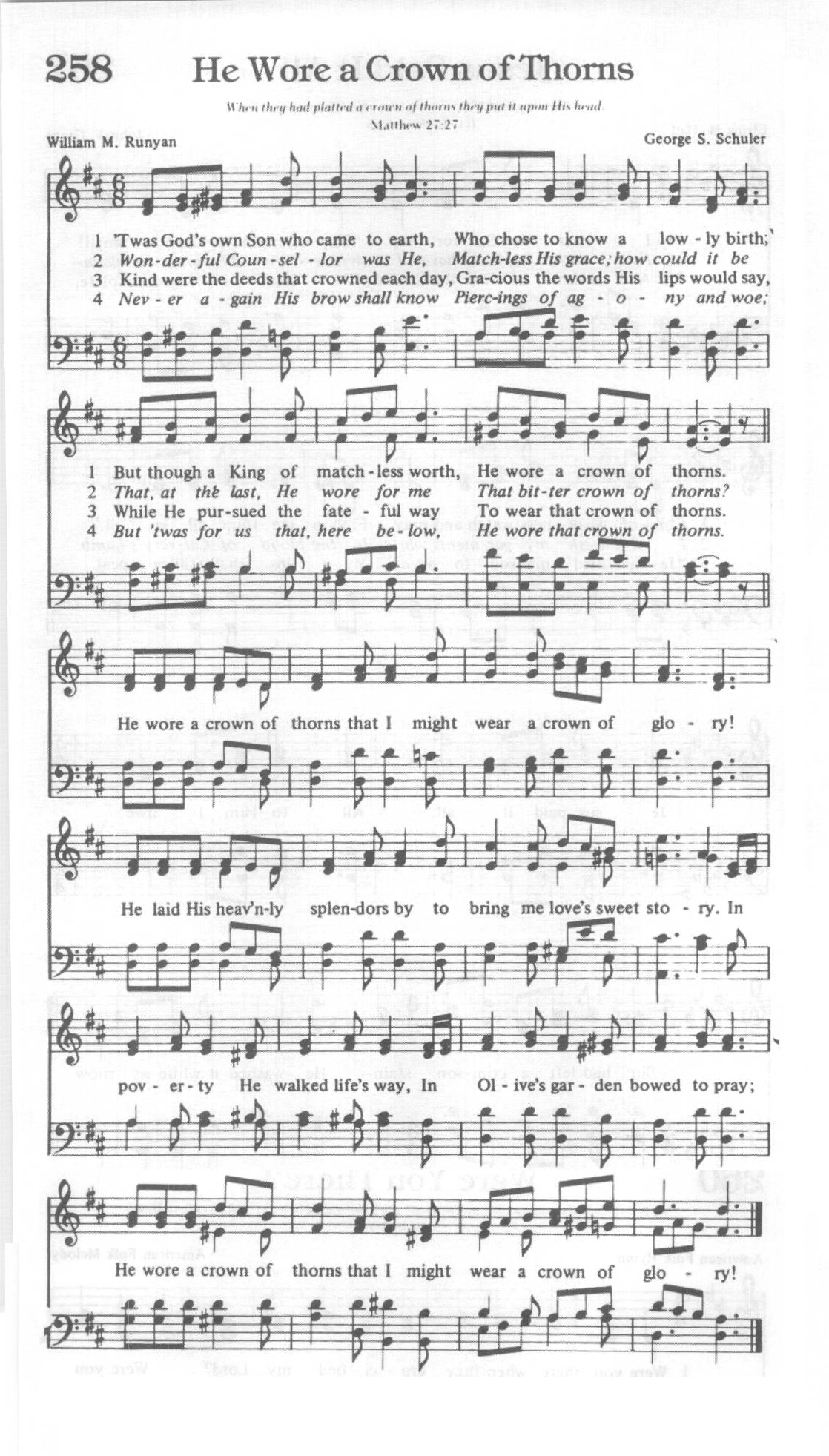 Hymn Sheet for He Wore a Crown of Thorns