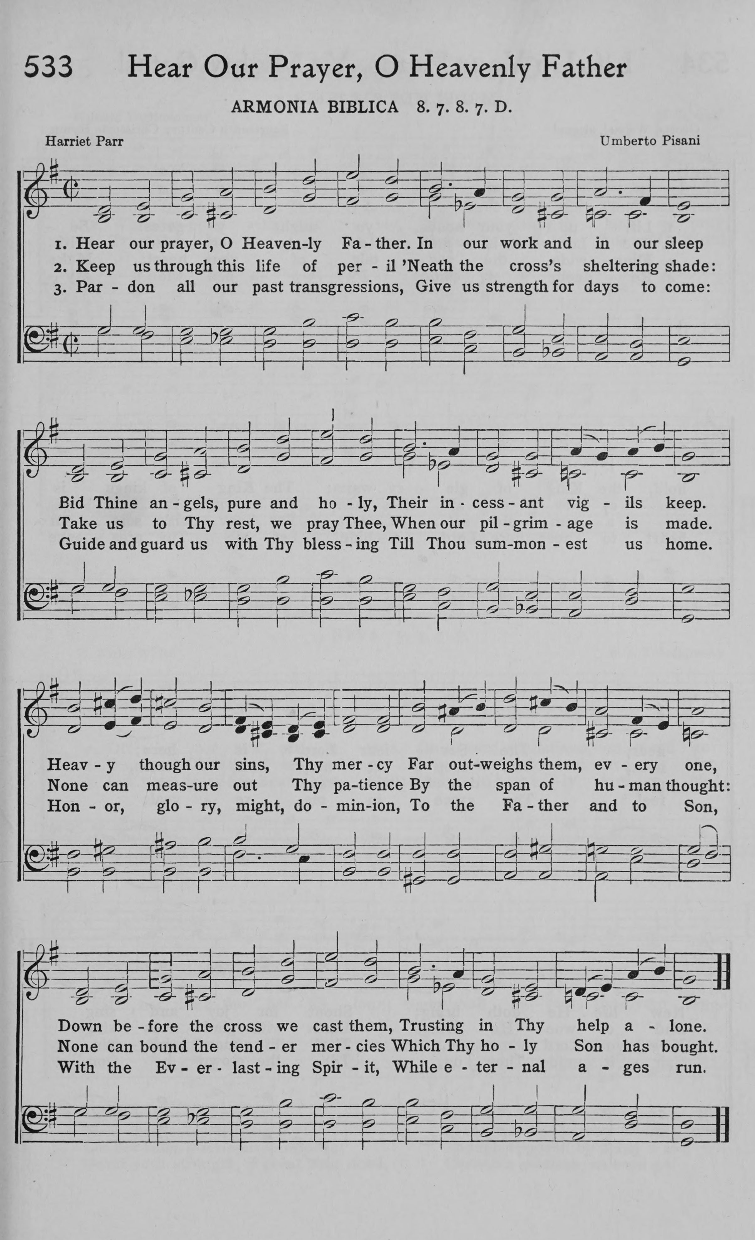Hymn Sheet for Hear Our Prayer, O Heavenly Father