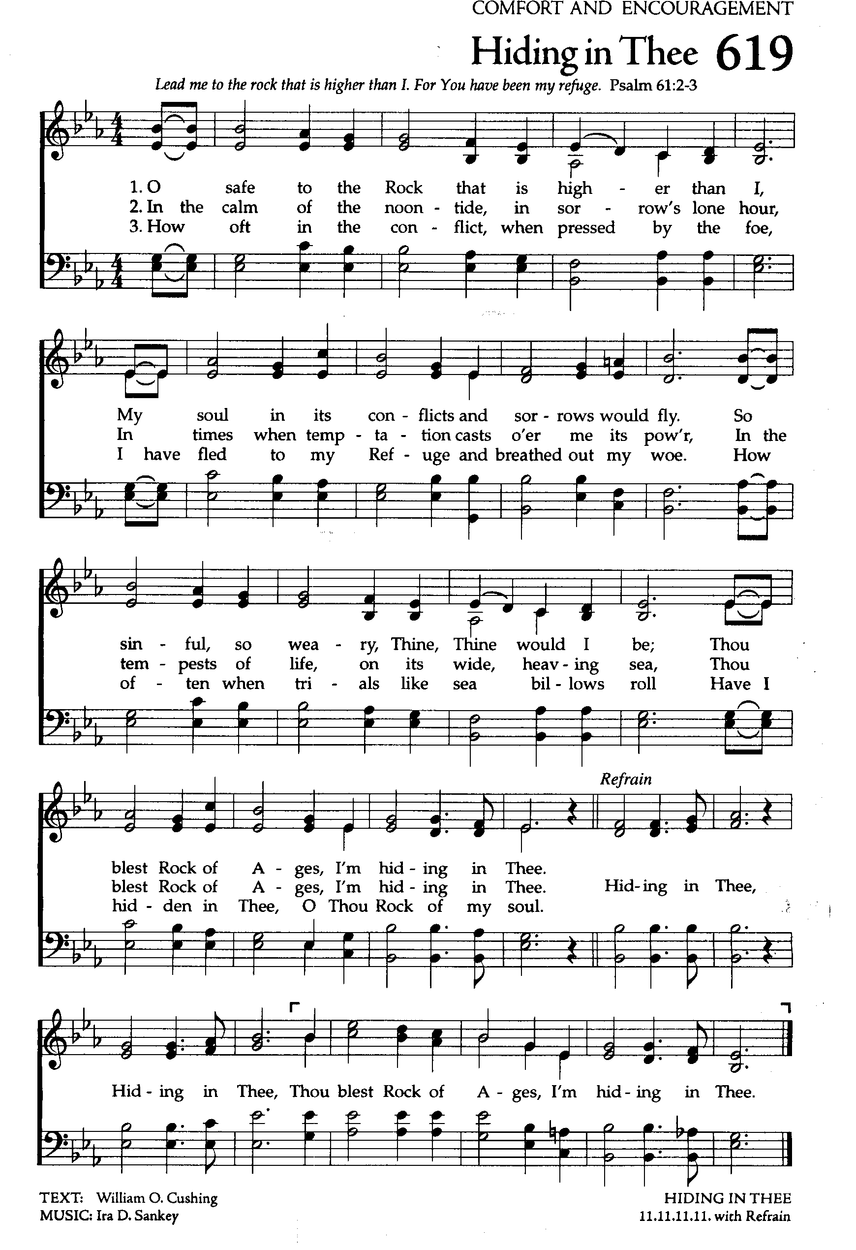 Hymn Sheet for Hiding in Thee
