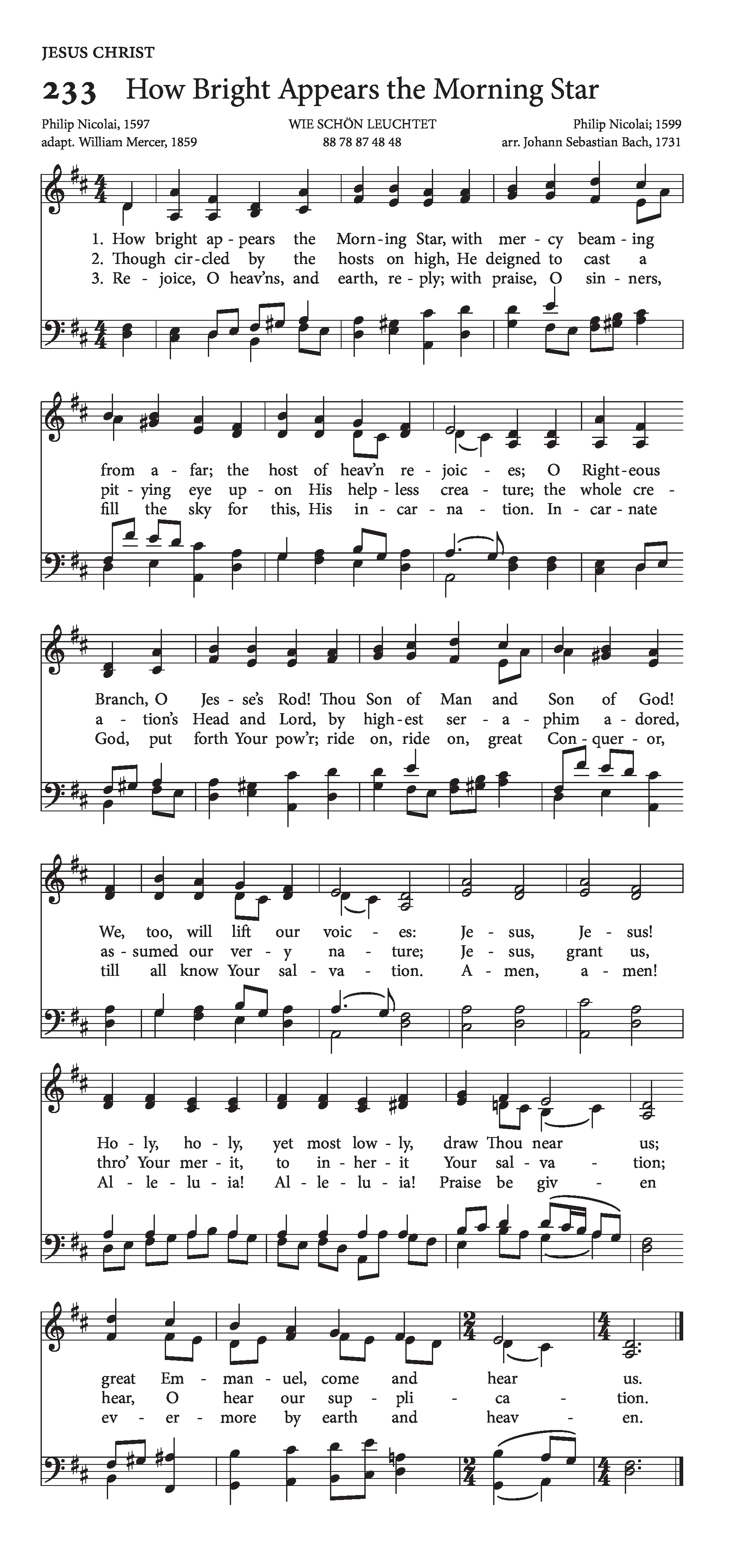 Hymn Sheet for How Brightly Shines the Morning Star