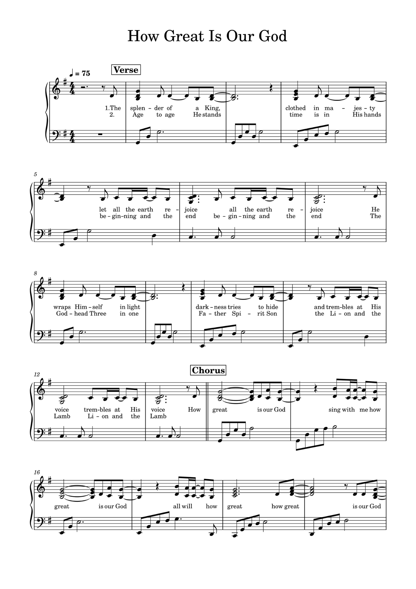 Hymn Sheet for How Great Is Our God
