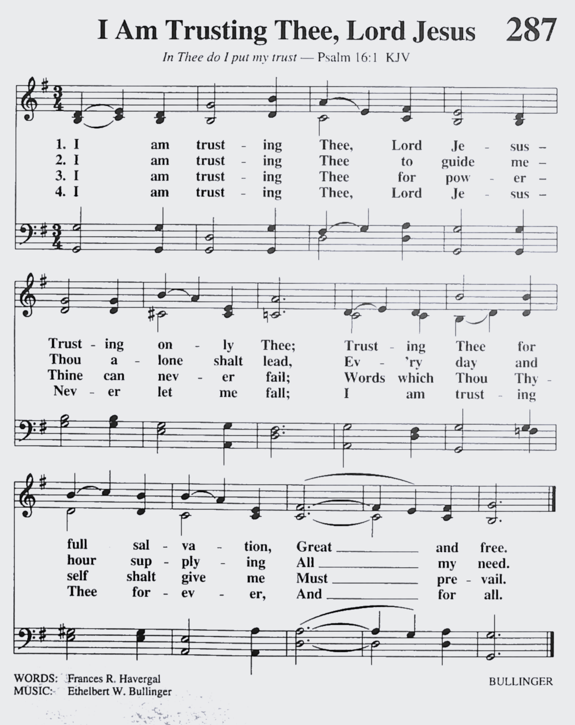 Hymn Sheet for I Am Trusting Thee, Lord Jesus!