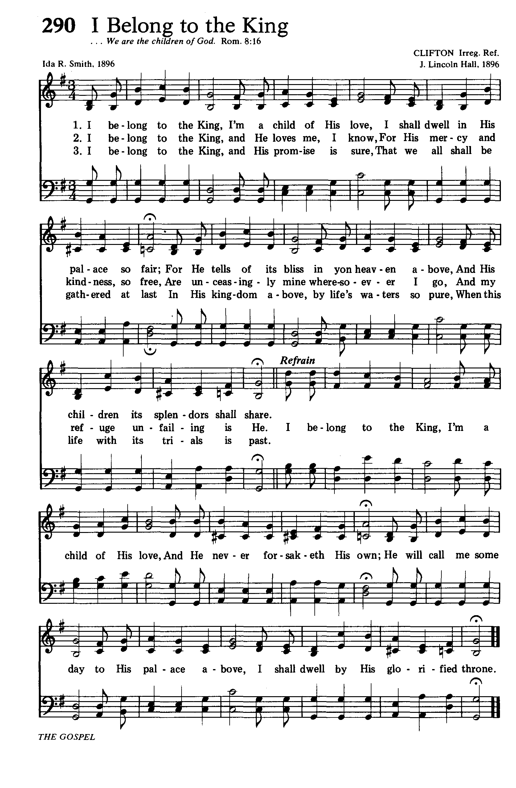 Hymn Sheet for I Belong To The King