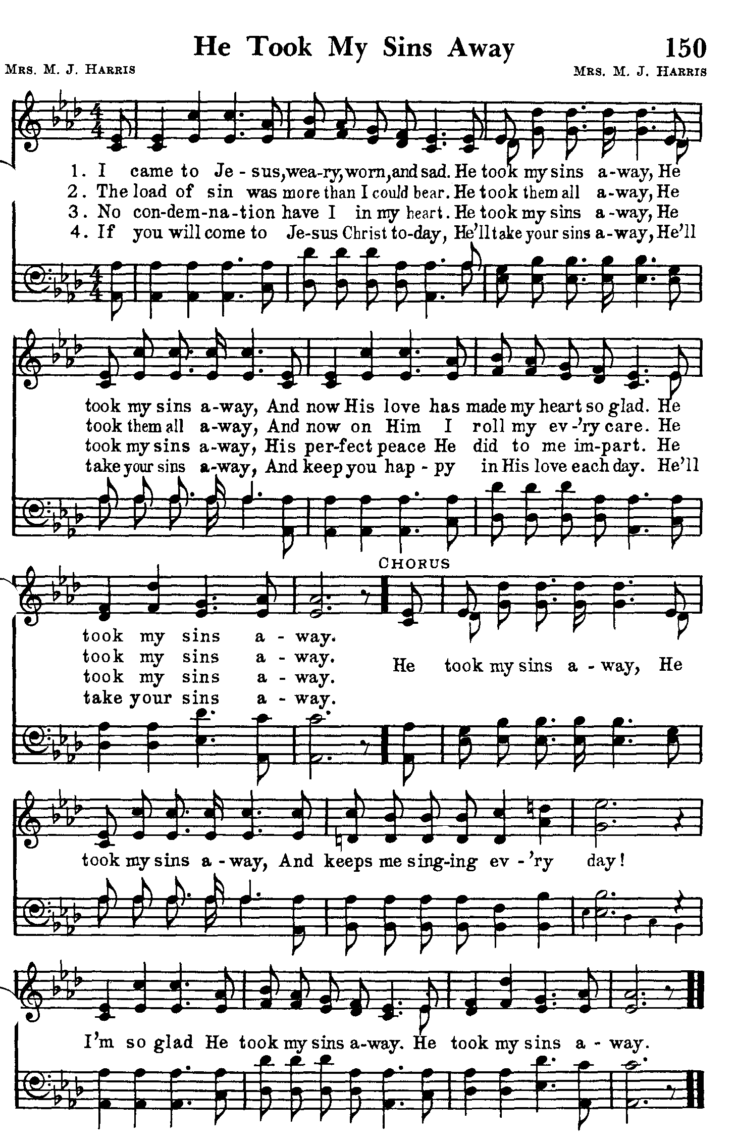 Hymn Sheet for He Took My Sins Away