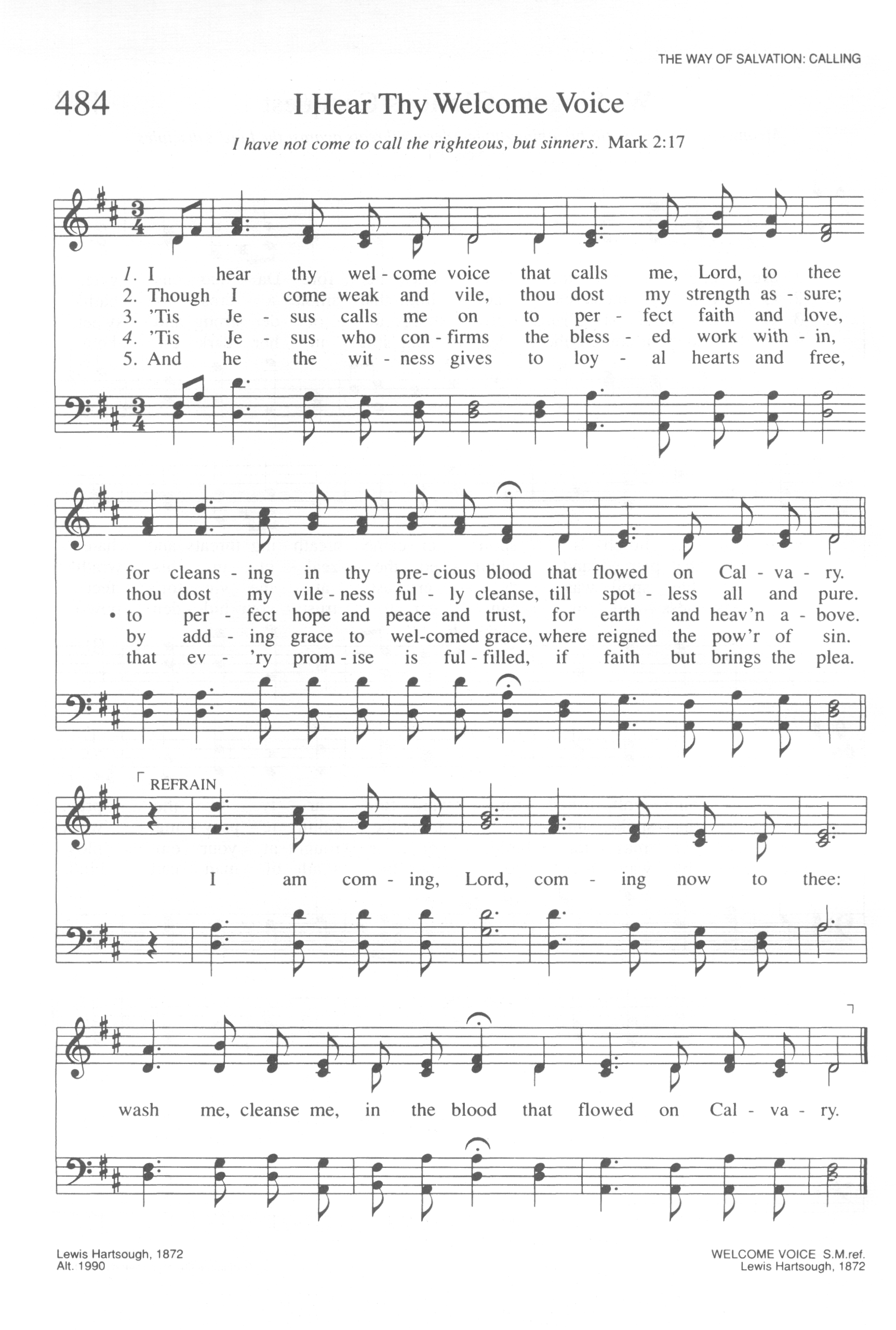 Hymn Sheet for I Hear Thy Welcome Voice