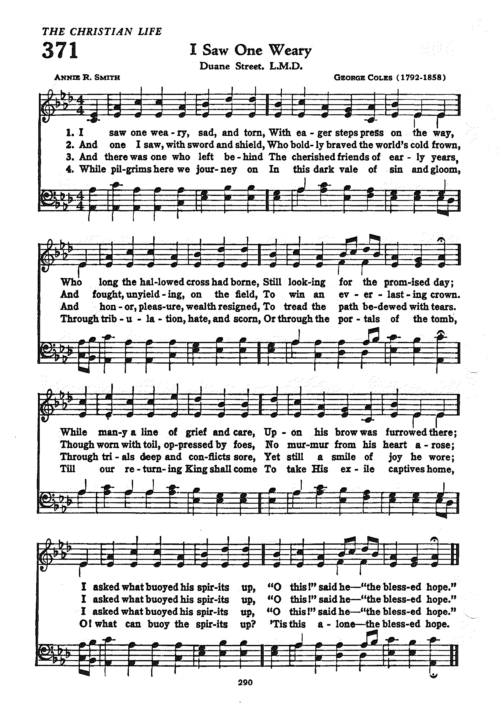 Hymn Sheet for I Saw One Weary