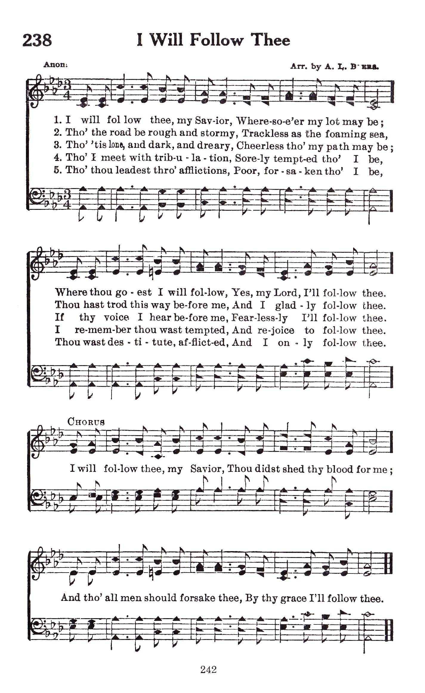 Hymn Sheet for I Will Follow Thee, Saviour