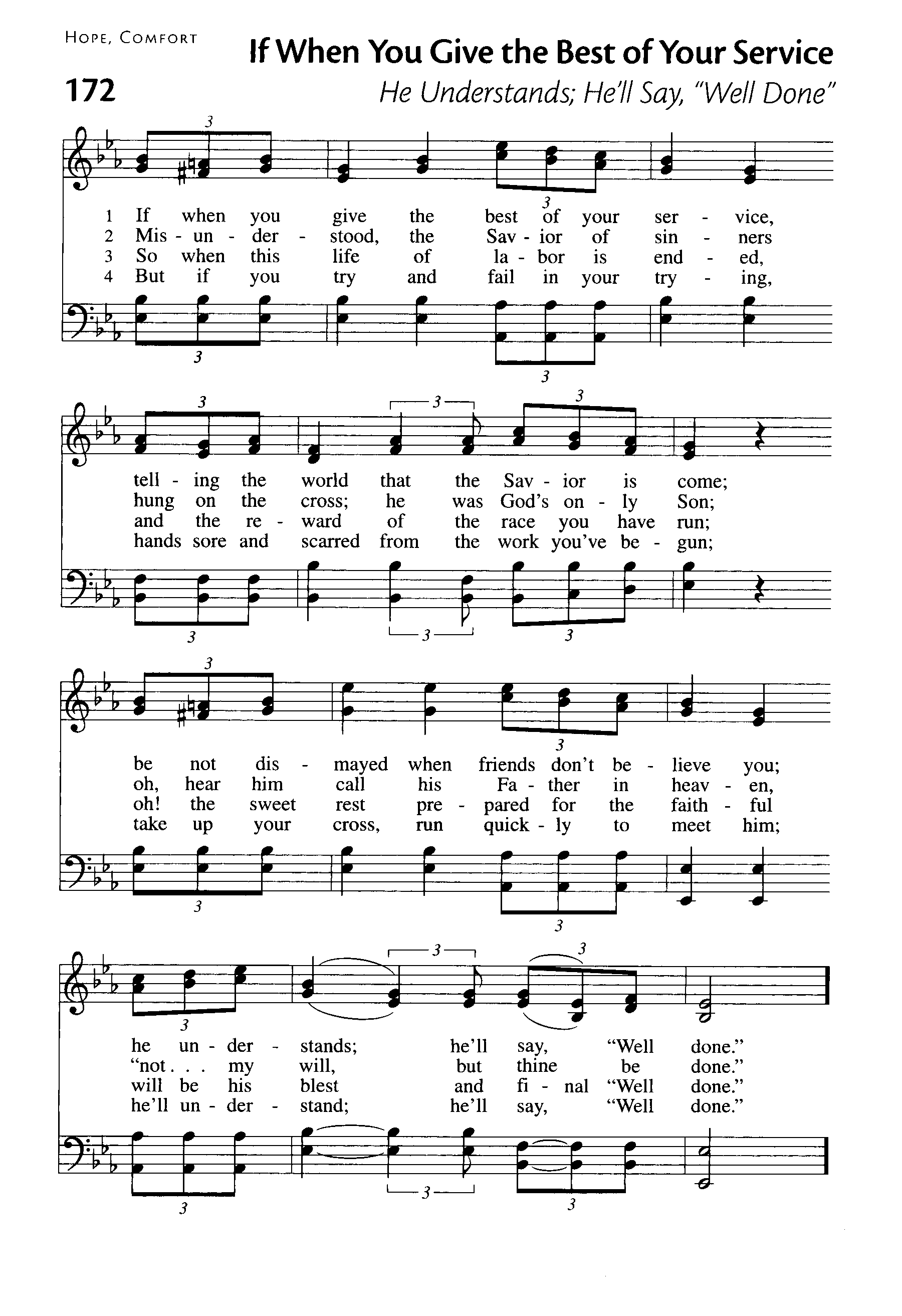 Hymn Sheet for He'll Understand and Say, "WELL DONE!"