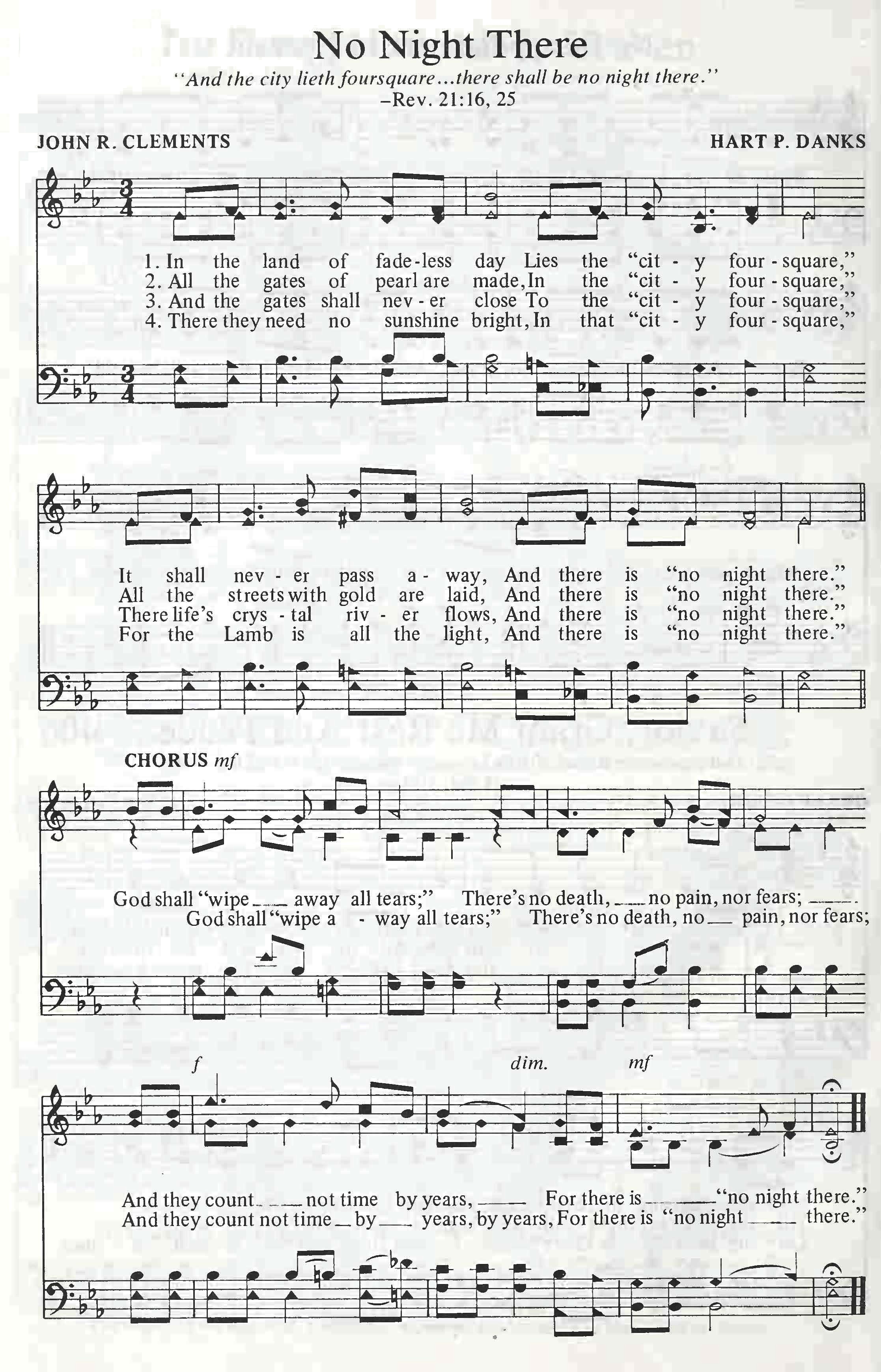 Hymn Sheet for In The Land Of Fadeless Day