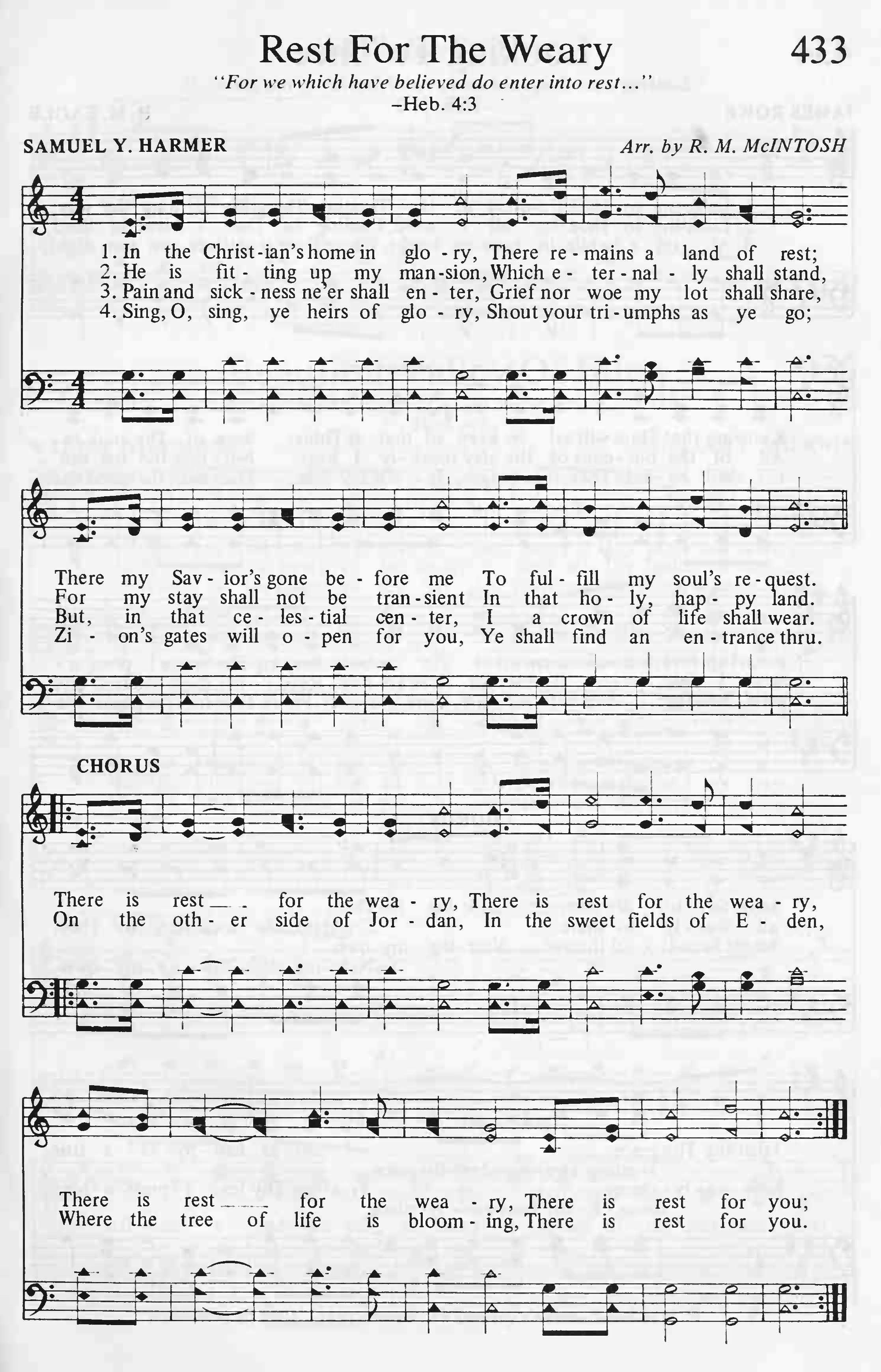 Hymn Sheet for In the Christian's Home in Glory