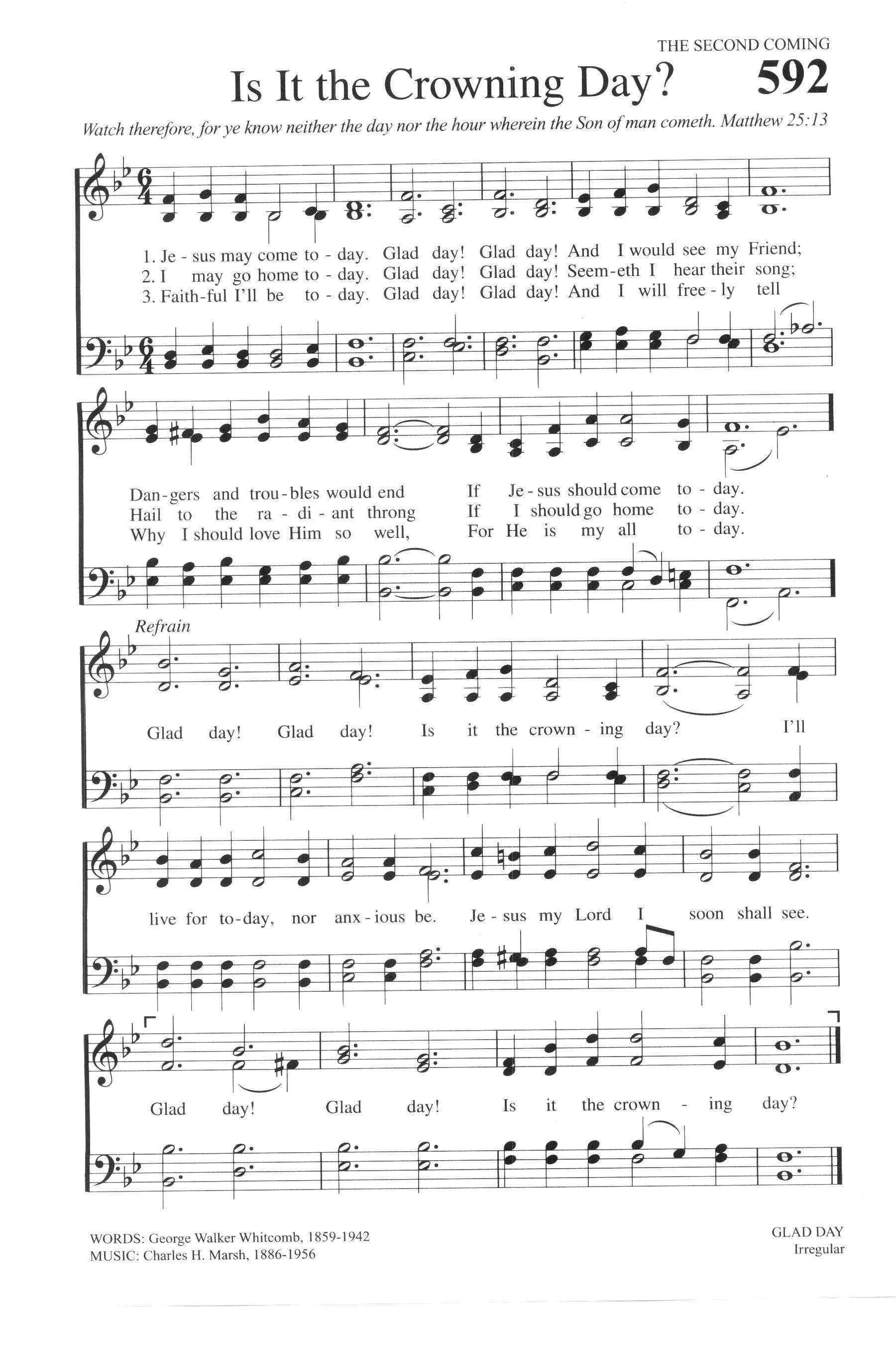 Hymn Sheet for Is It the Crowning Day?