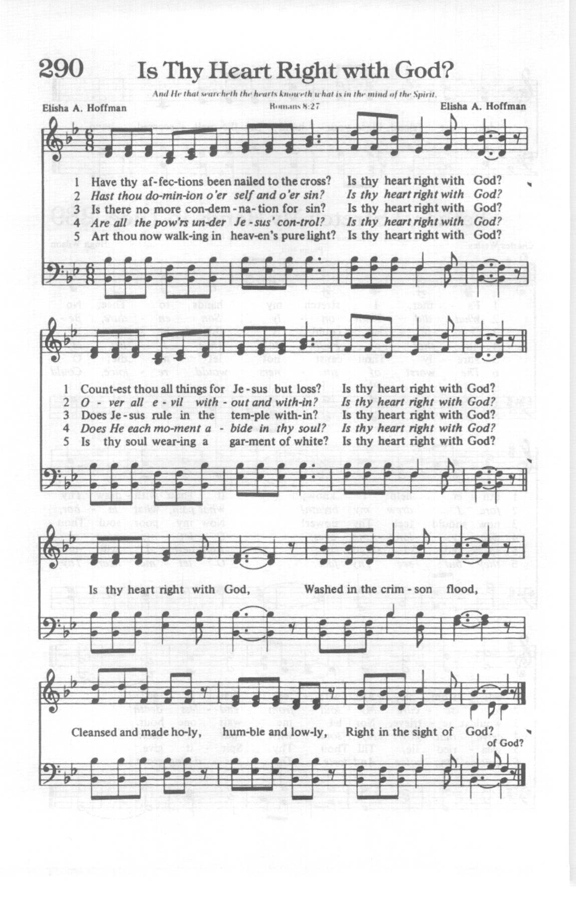 Hymn Sheet for Is Thy Heart Right With God?