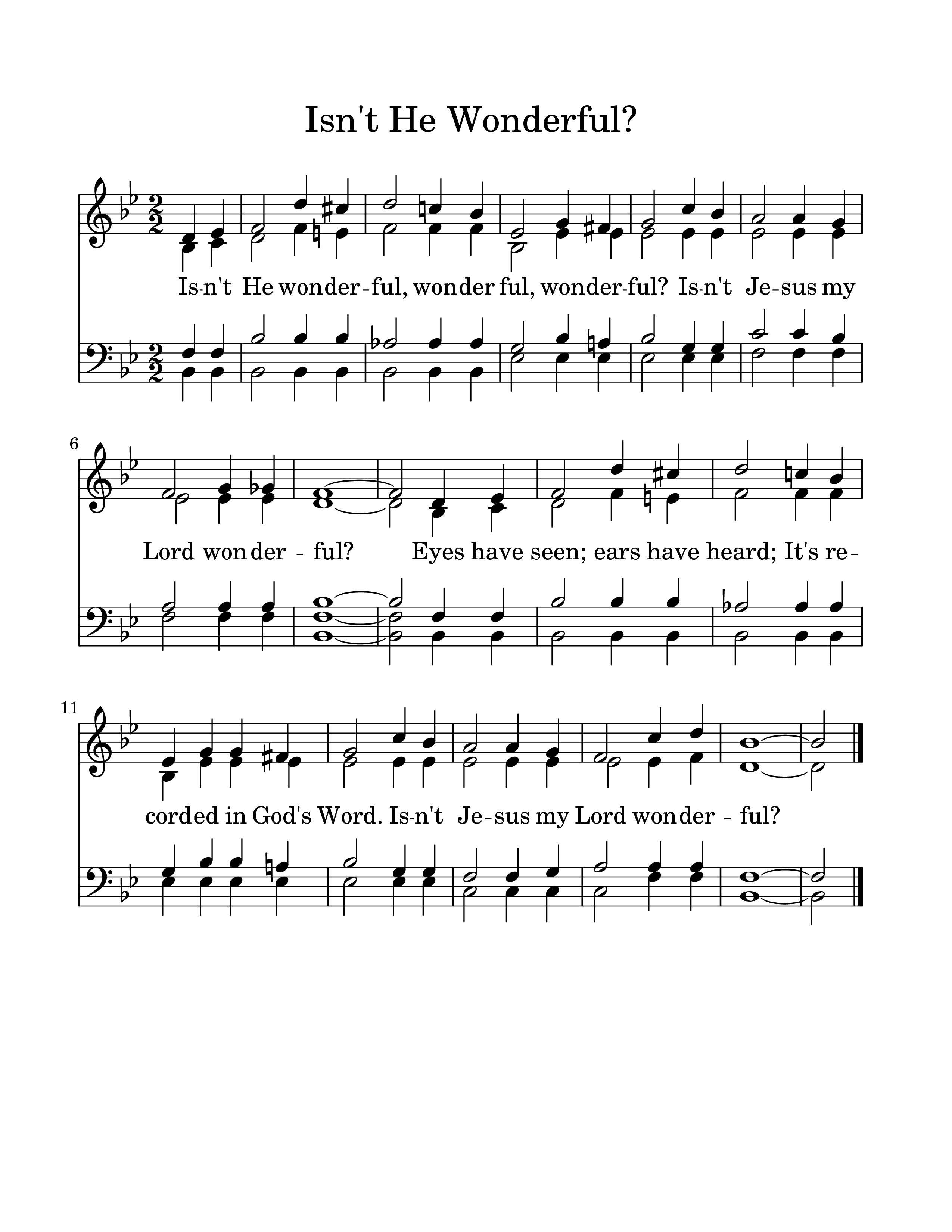 Hymn Sheet for Isn't He Wonderful?