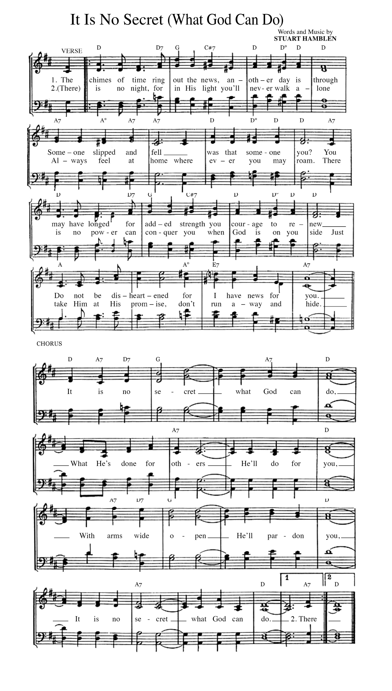 Hymn Sheet for It Is No Secret What God Can Do