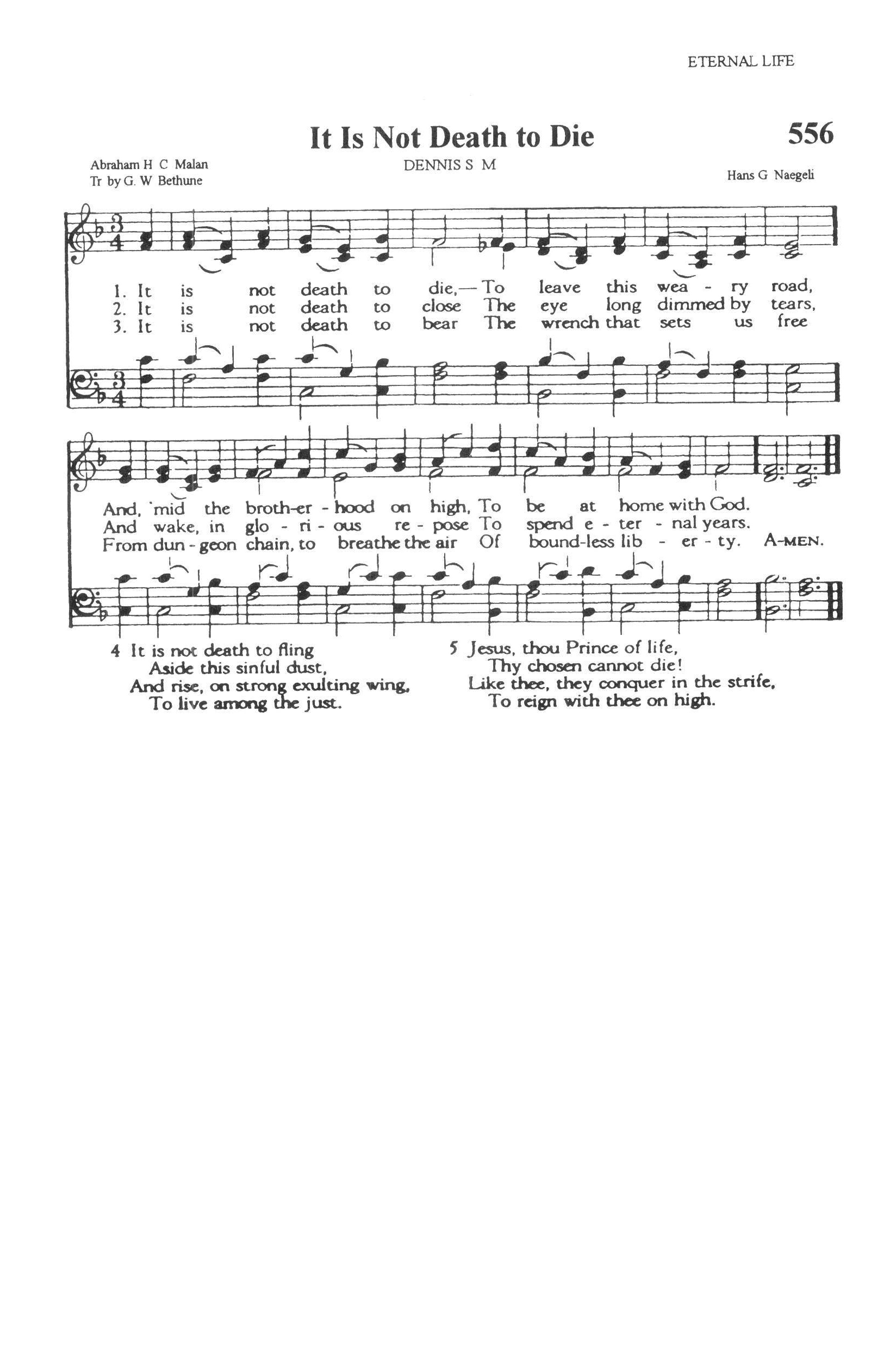 Hymn Sheet for It Is Not Death to Die