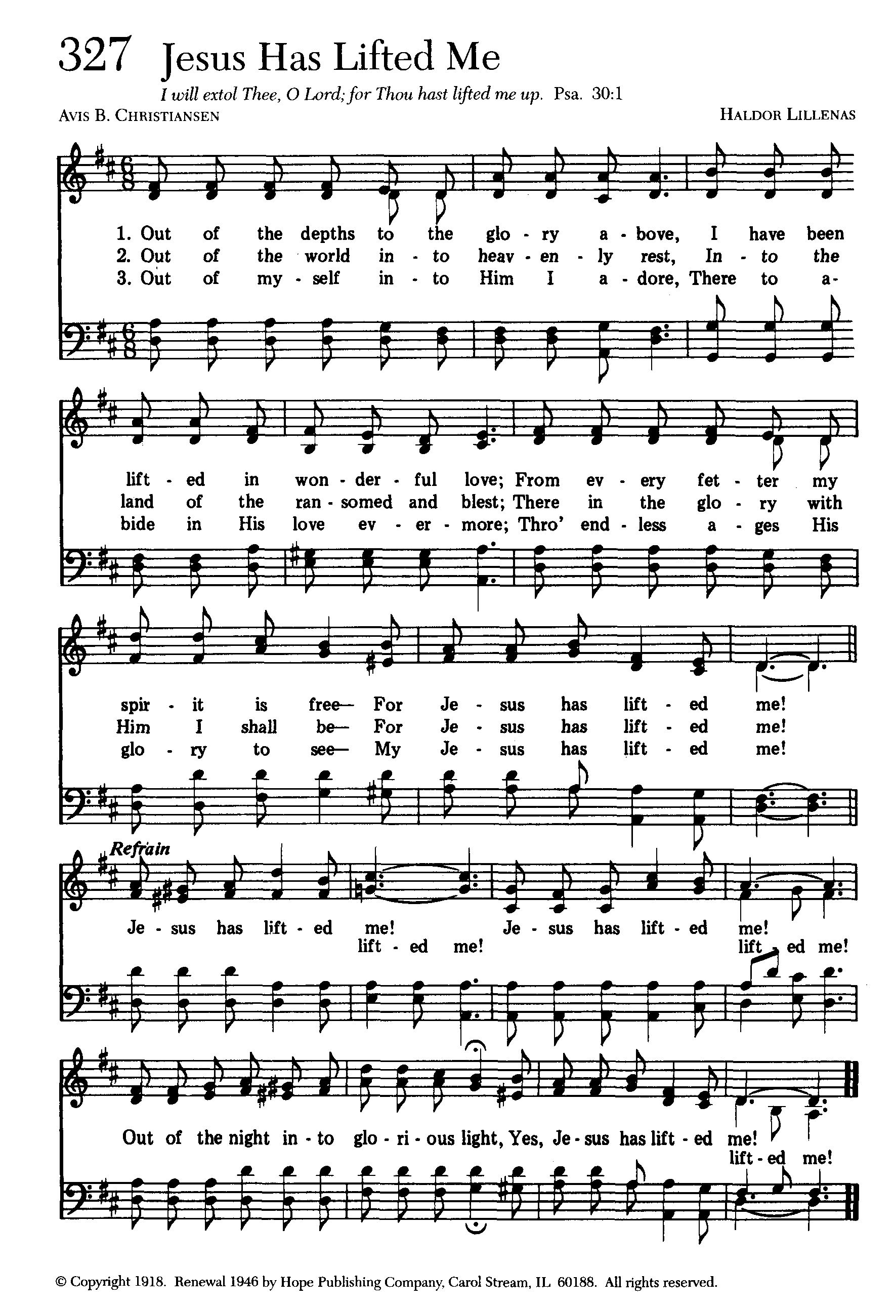 Hymn Sheet for Jesus Has Lifted Me