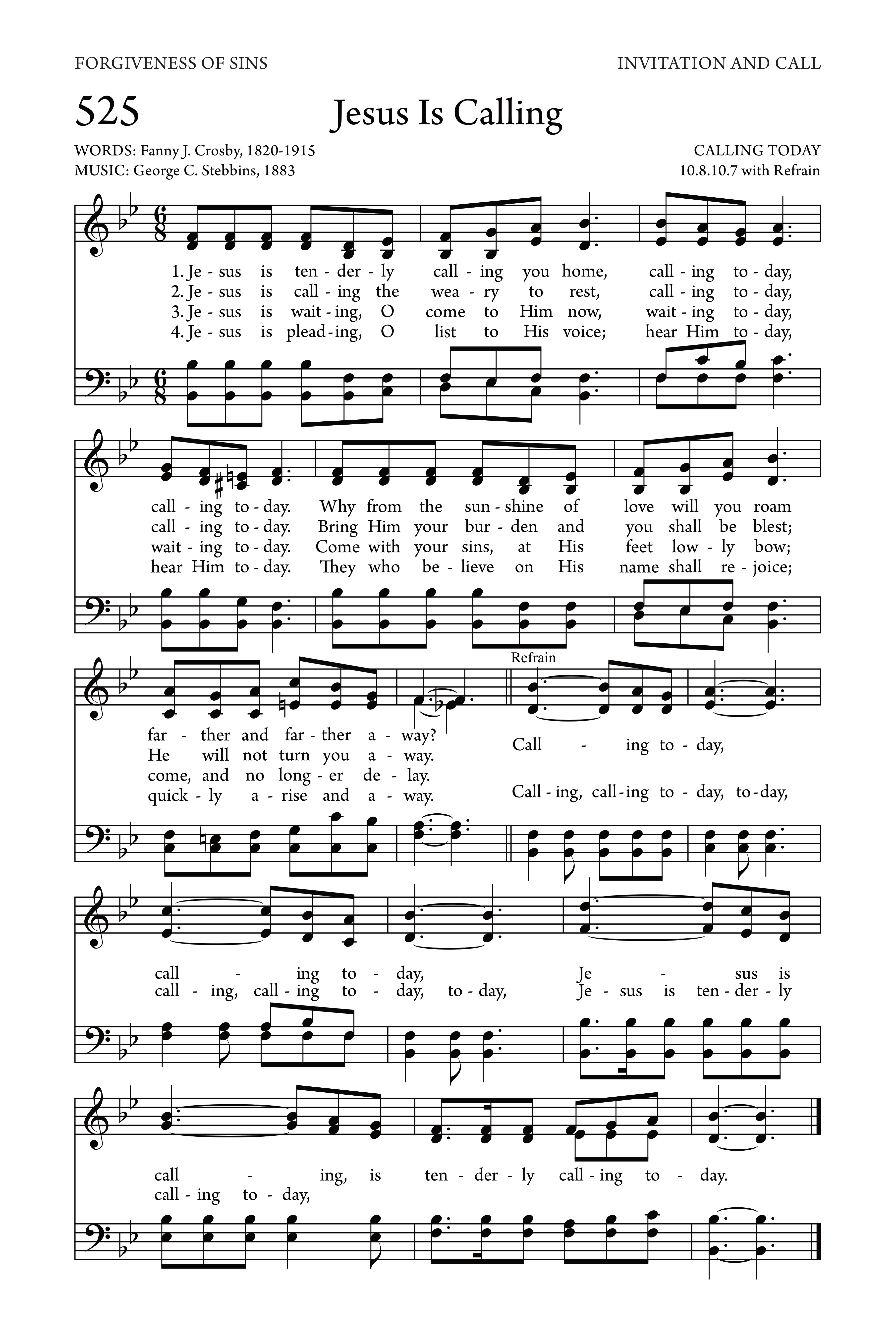 Hymn Sheet for Jesus Is Calling