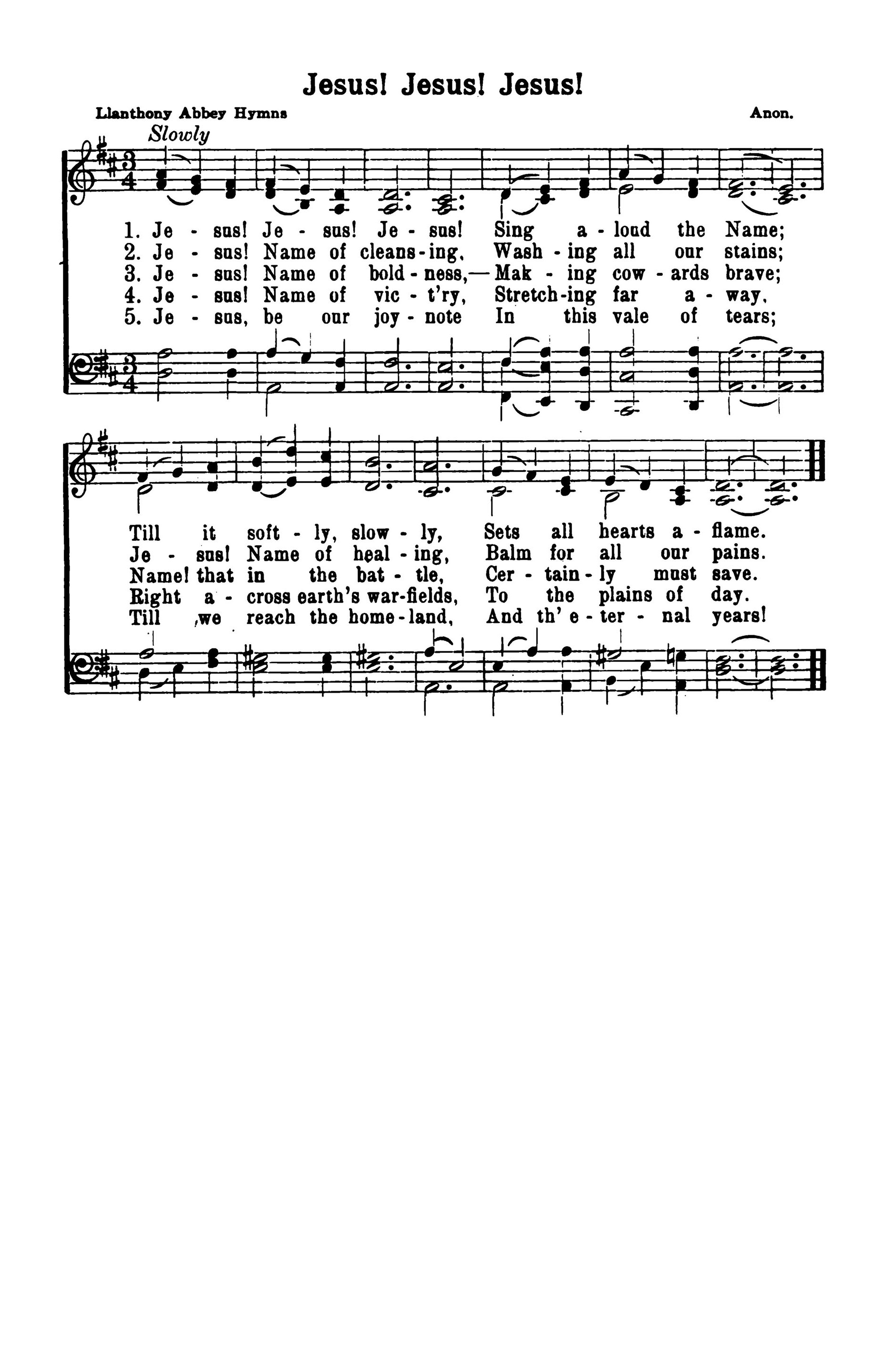 Hymn Sheet for Jesus! Jesus! Jesus!