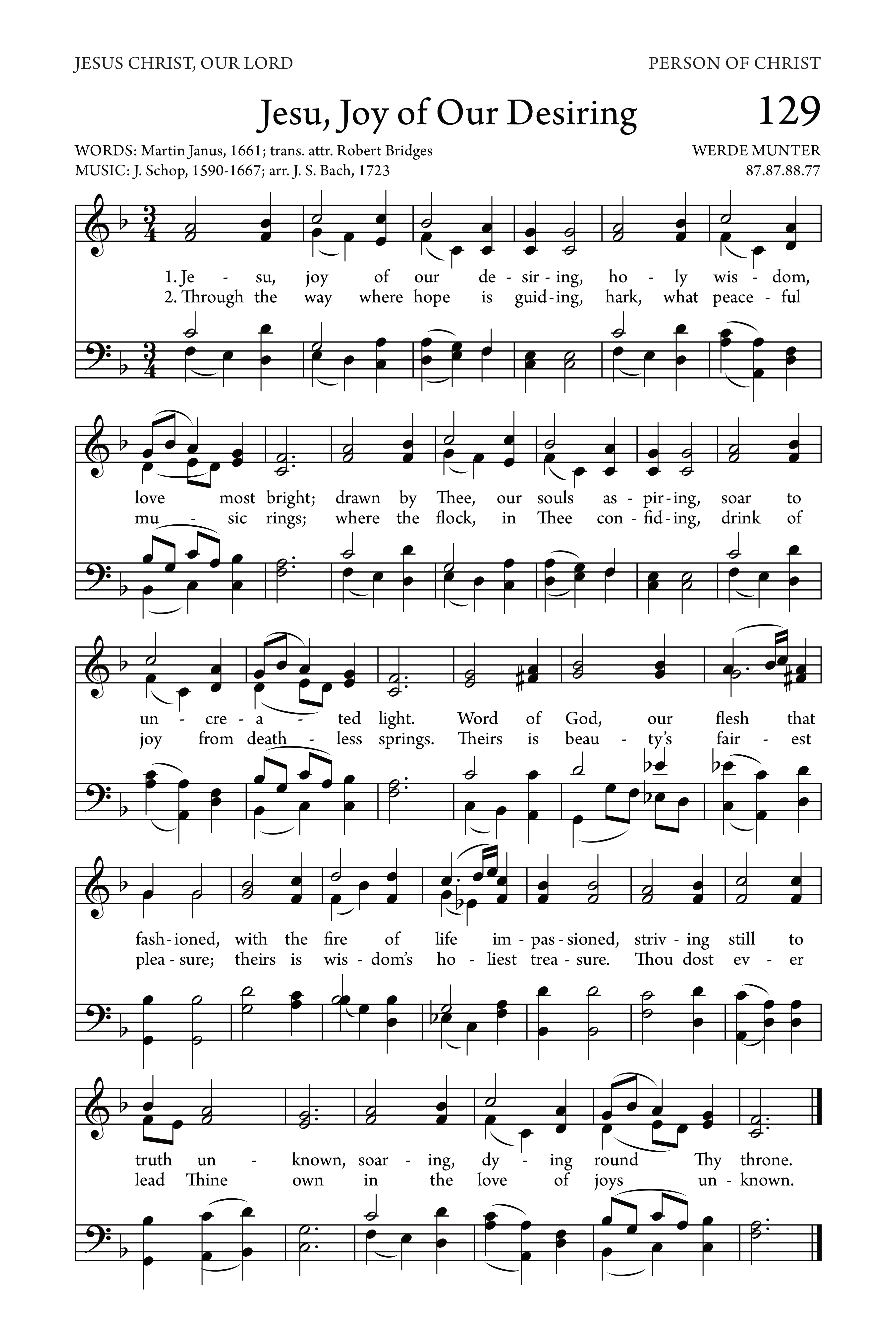 Hymn Sheet for Jesus, Joy of Our Desiring