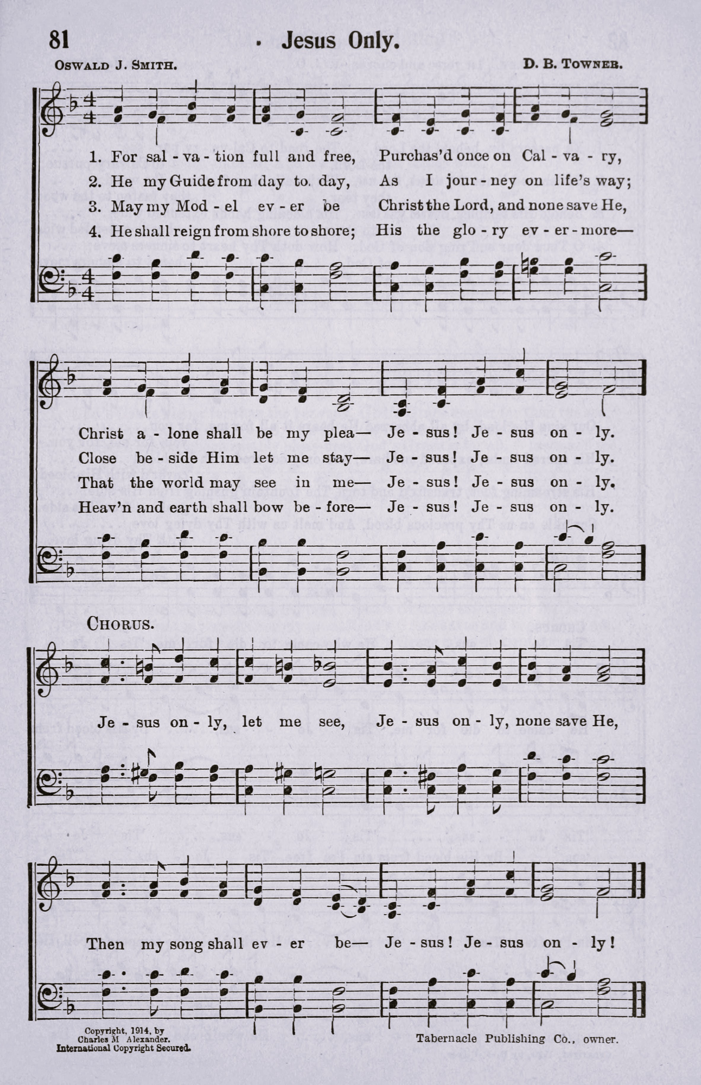 Hymn Sheet for Jesus Only, Let Me See