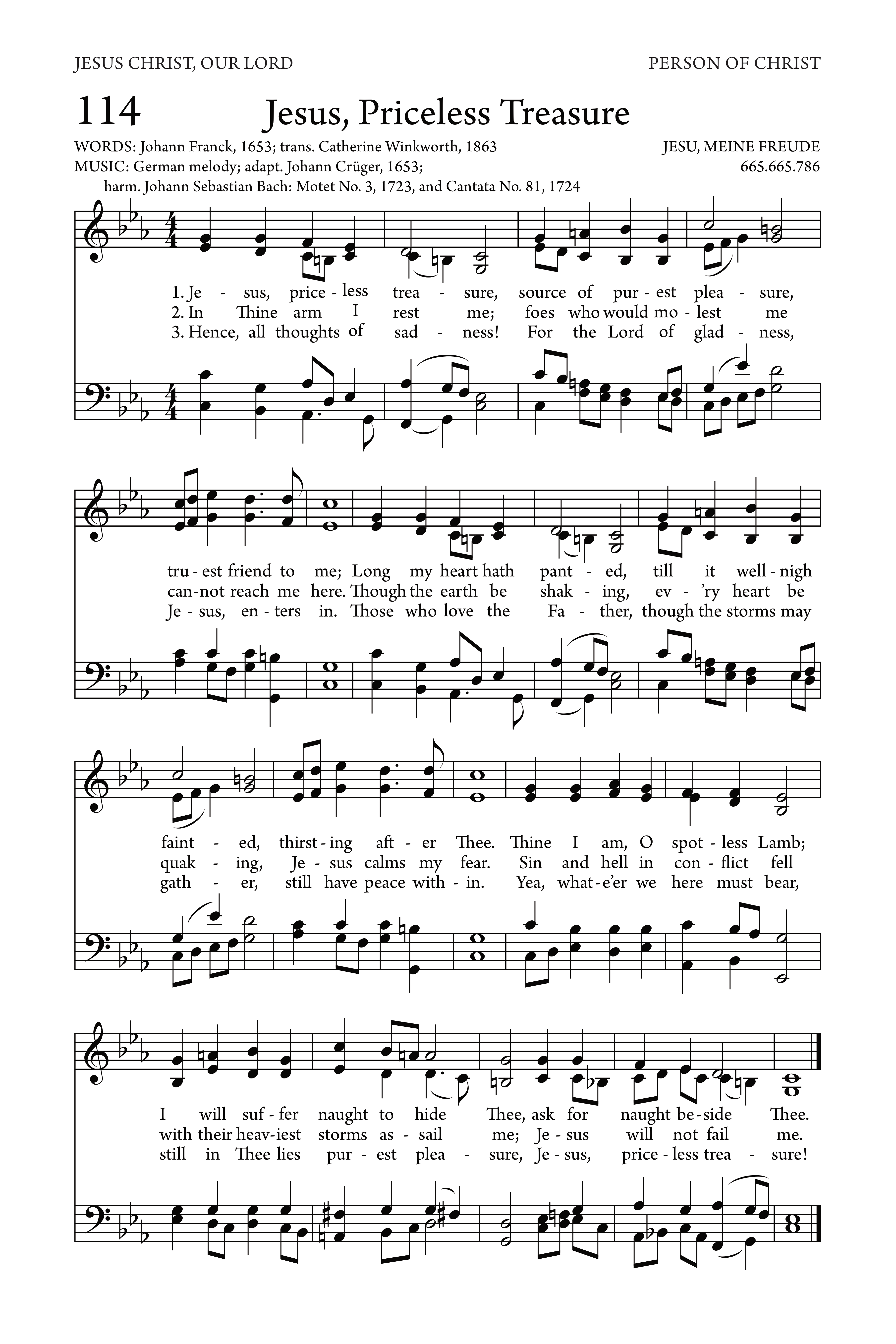 Hymn Sheet for Jesus, Priceless Treasure