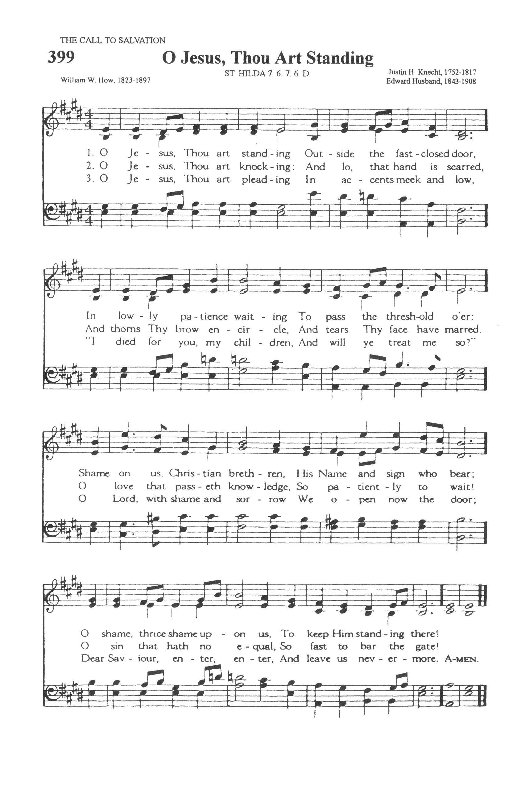 Hymn Sheet for Jesus Thou Art Standing