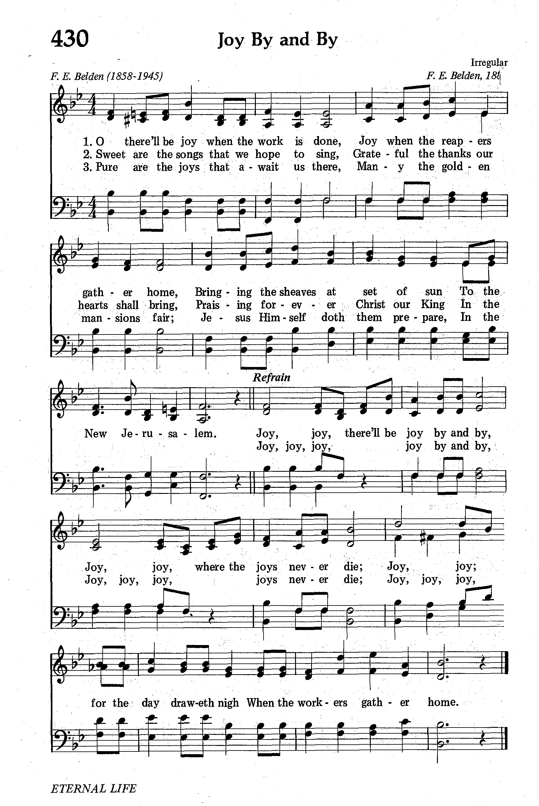 Hymn Sheet for Joy By and By