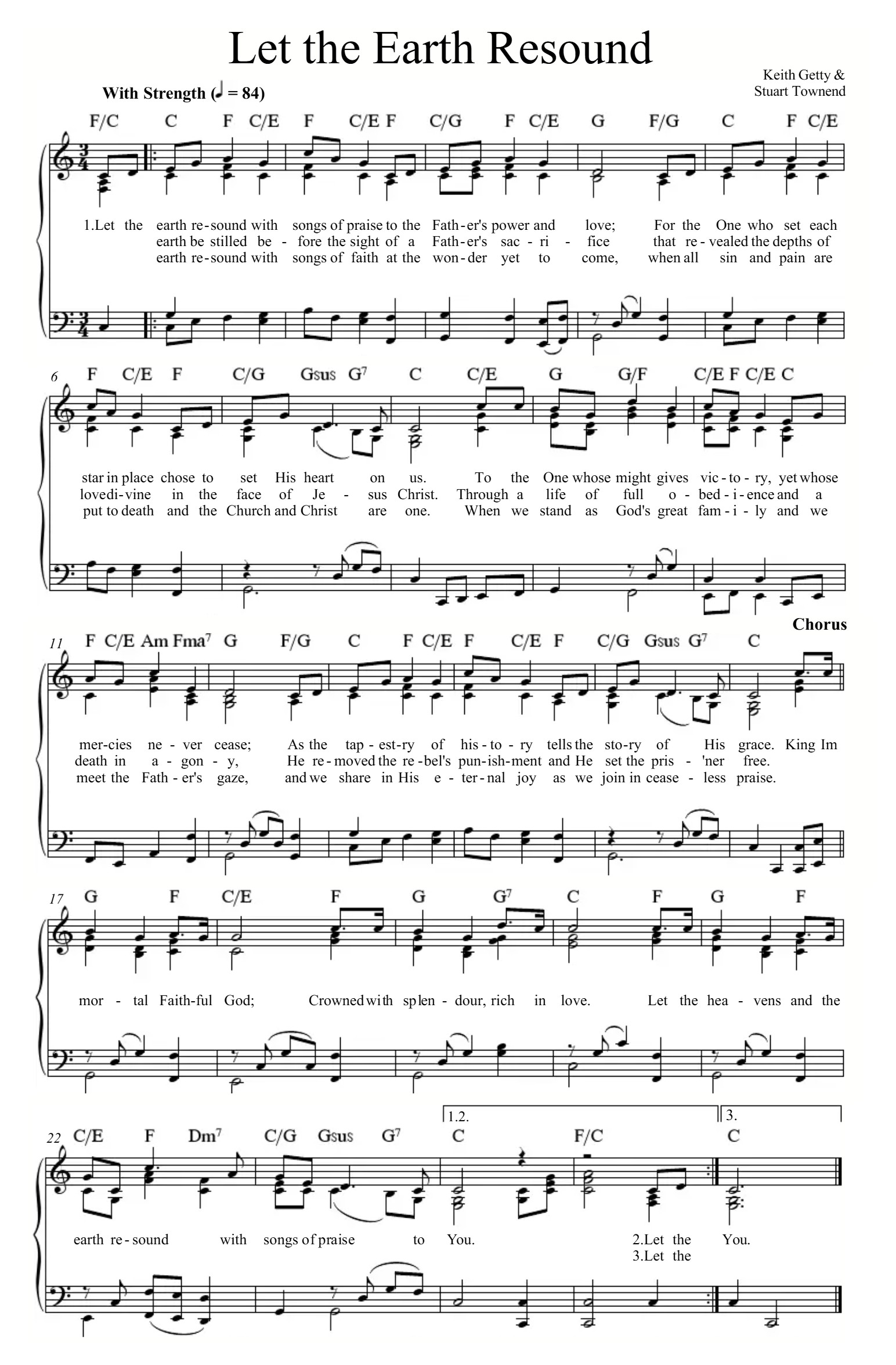 Hymn Sheet for Let the earth resound (King Immortal, Faithful God)