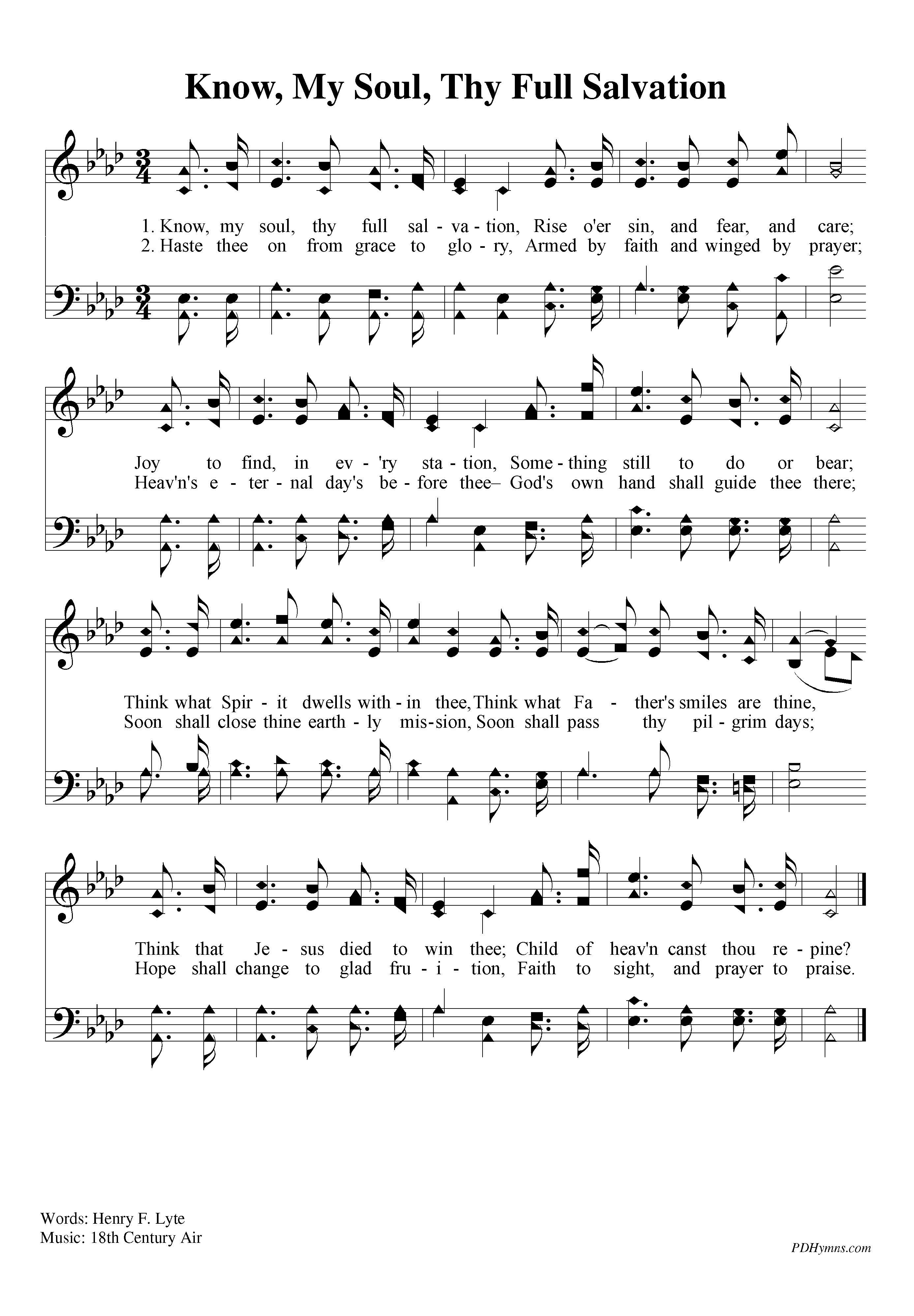 Hymn Sheet for Know, My Soul, thy Full Salvation