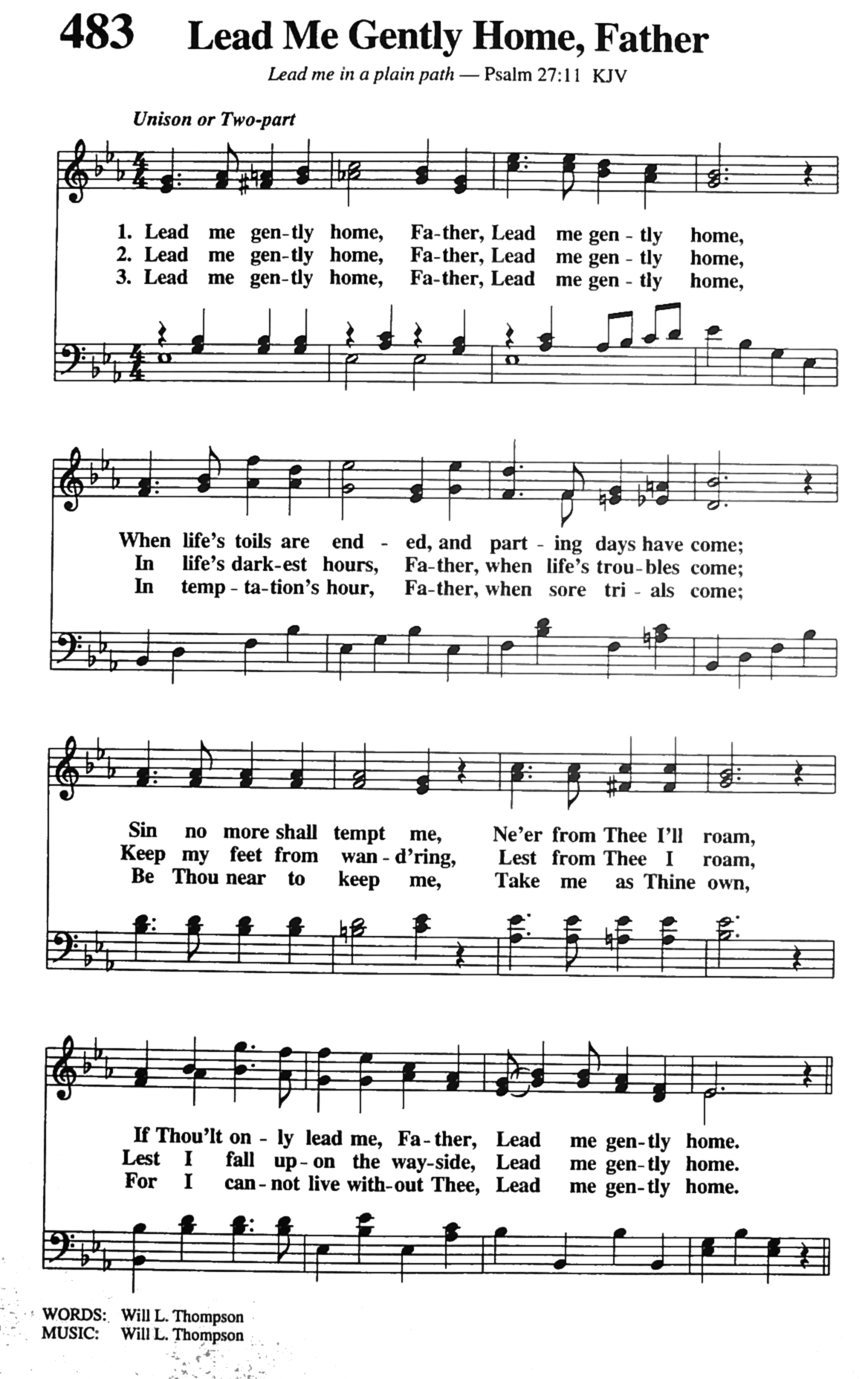 Hymn Sheet for Lead Me Gently Home, Father