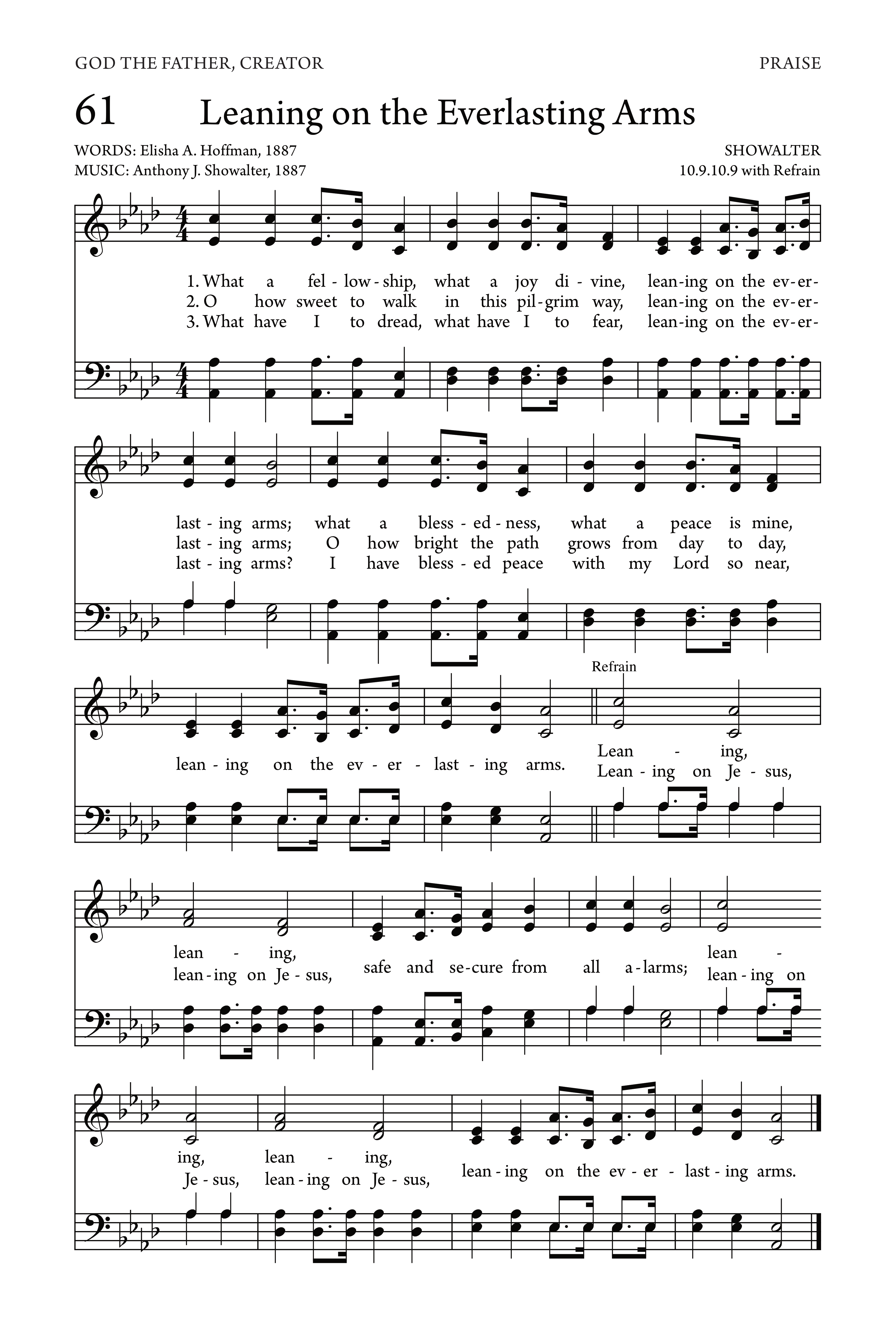 Hymn Sheet for Leaning On the Everlasting Arms