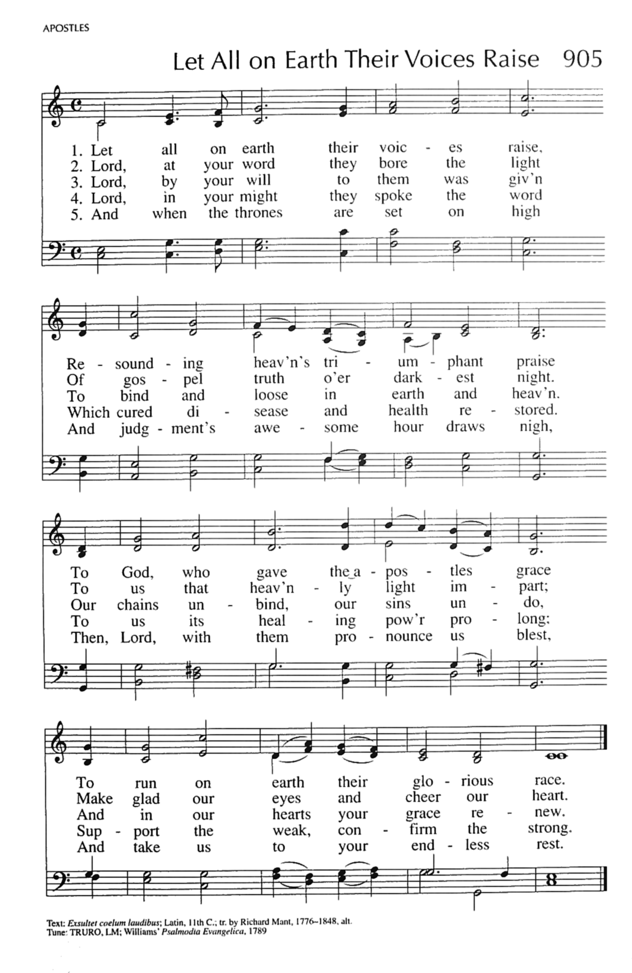 Hymn Sheet for Let All on Earth Their Voices Raise