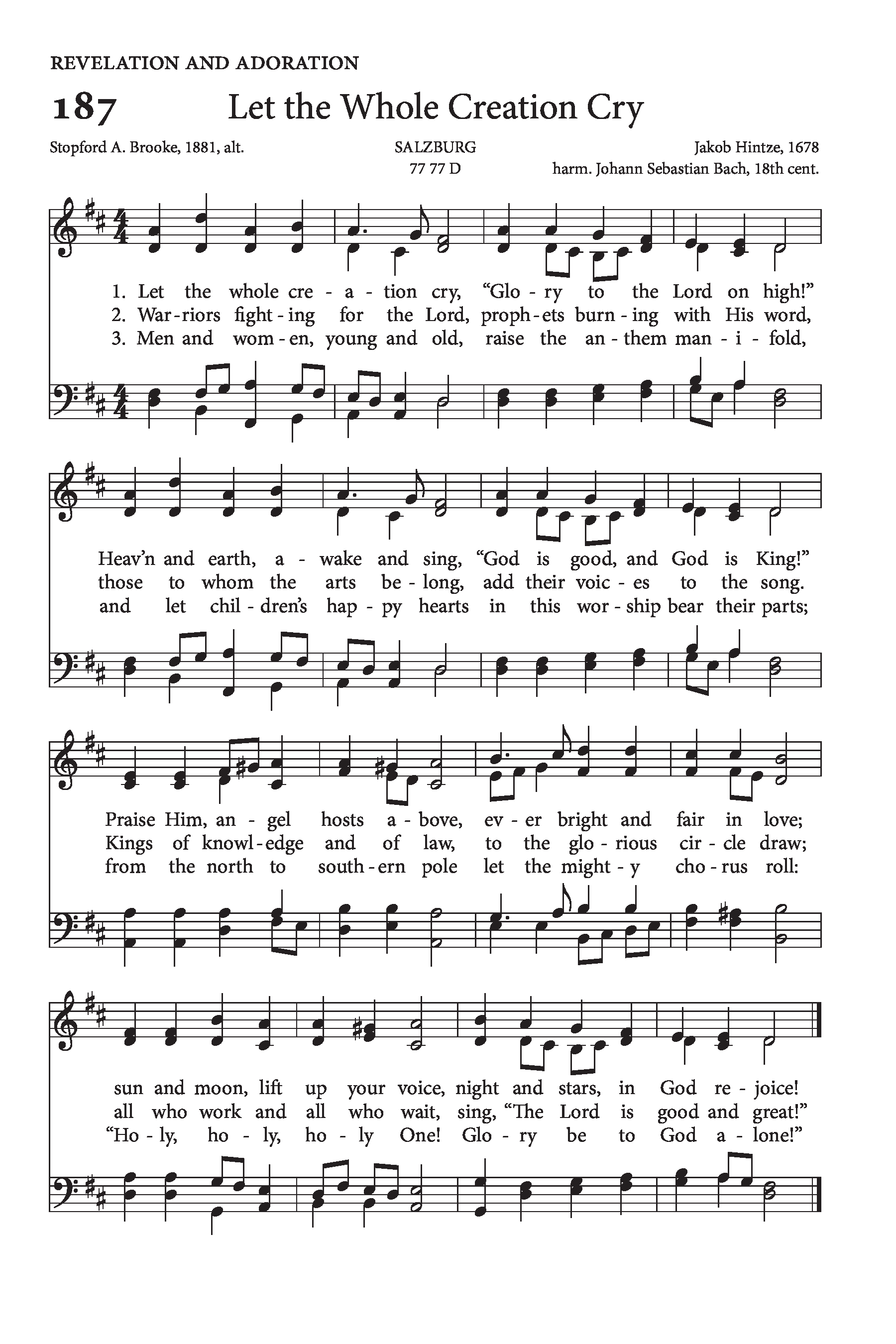 Hymn Sheet for Let the Whole Creation Cry